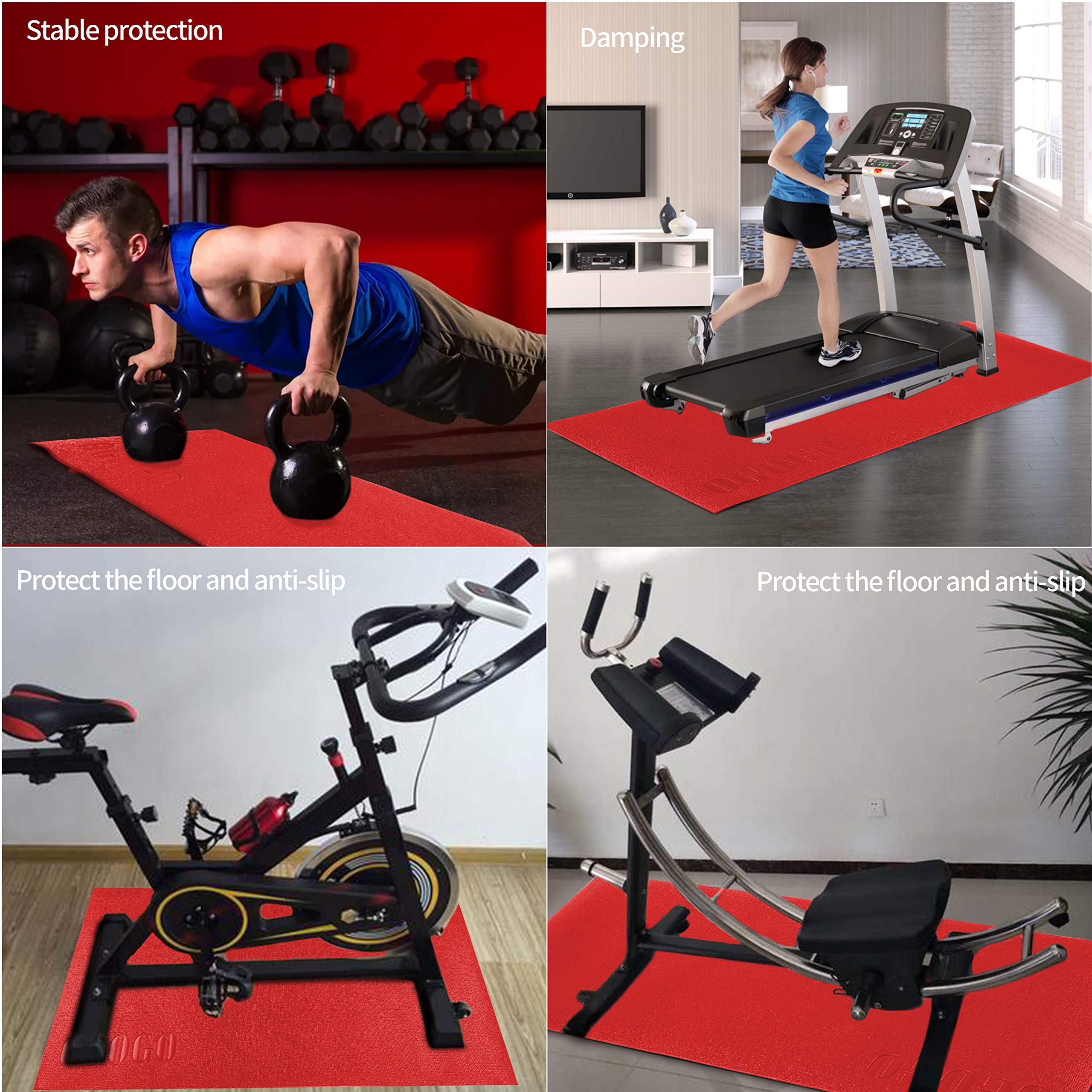 OGOGO Treadmill mat - Exercise Equipment mat for Home Workout， Spin Bike mat use On Hardwood Floors and Carpet Protection