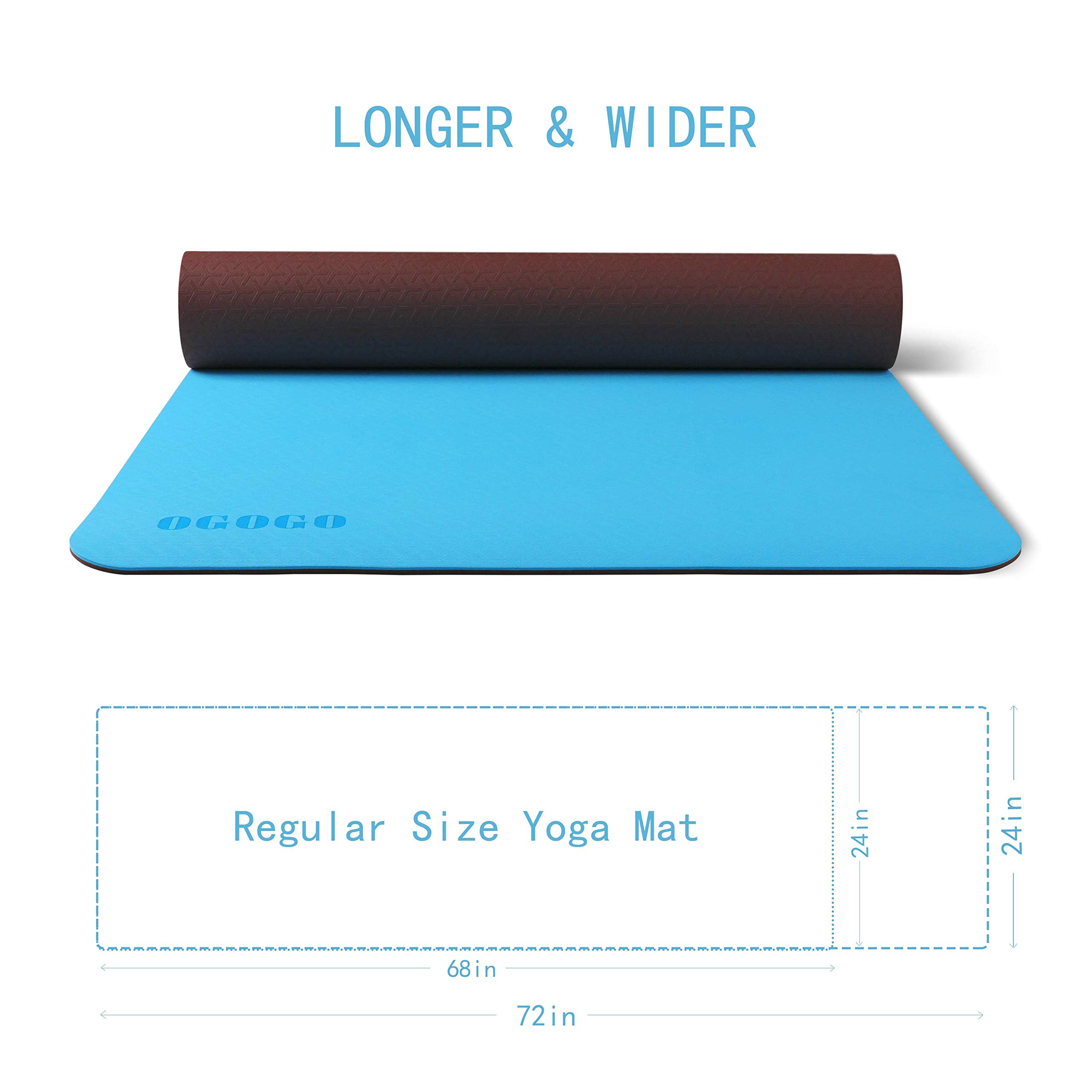 OGOGO Yoga Mat Double-Sided Non Slip,Eco Friendly Exercise Yoga Mat for Men and Women,Thick High Density Pro Mat with Carrying Strap