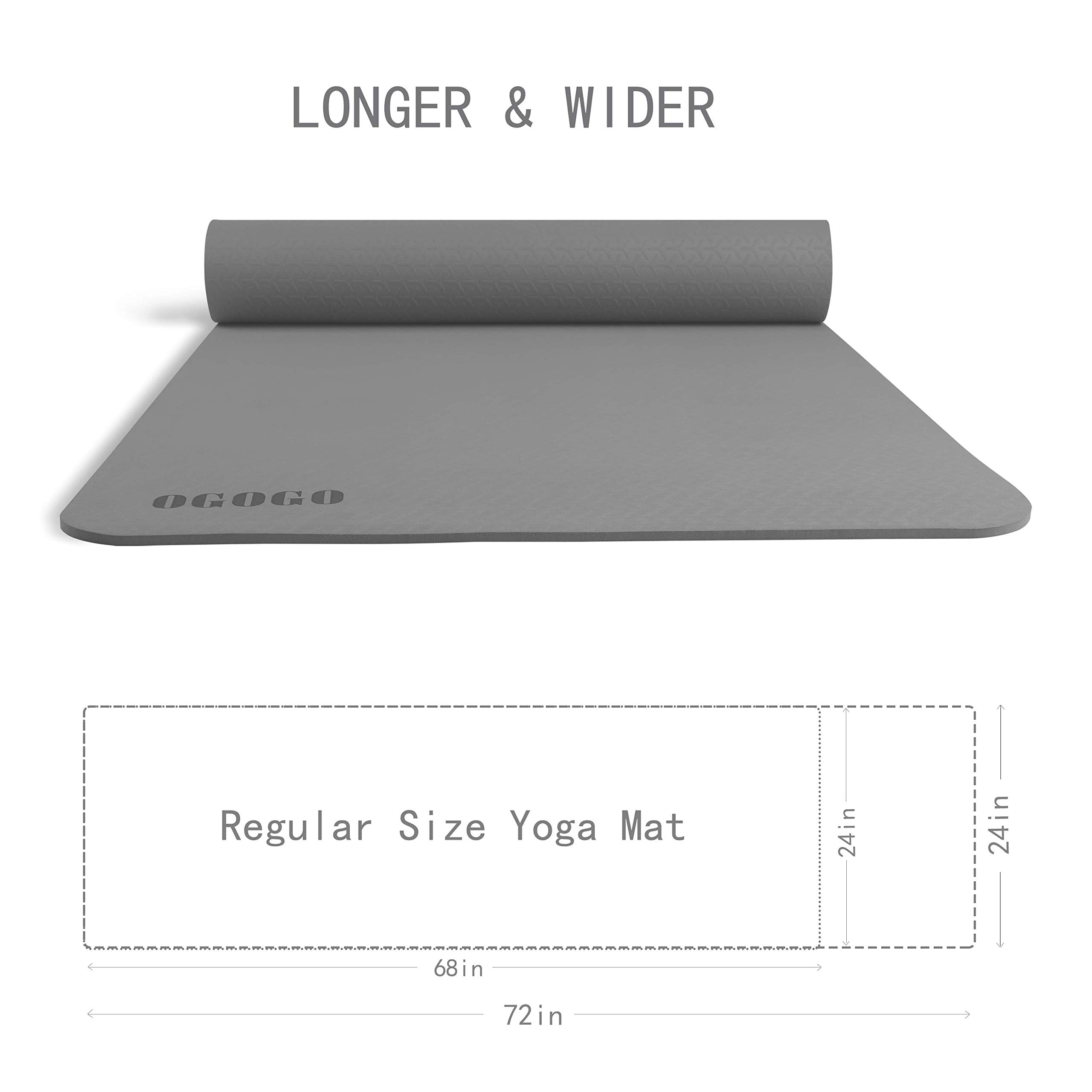 OGOGO Yoga Mat Double-Sided Non Slip,Eco Friendly Exercise Yoga Mat for Men and Women,Thick High Density Pro Mat with Carrying Strap