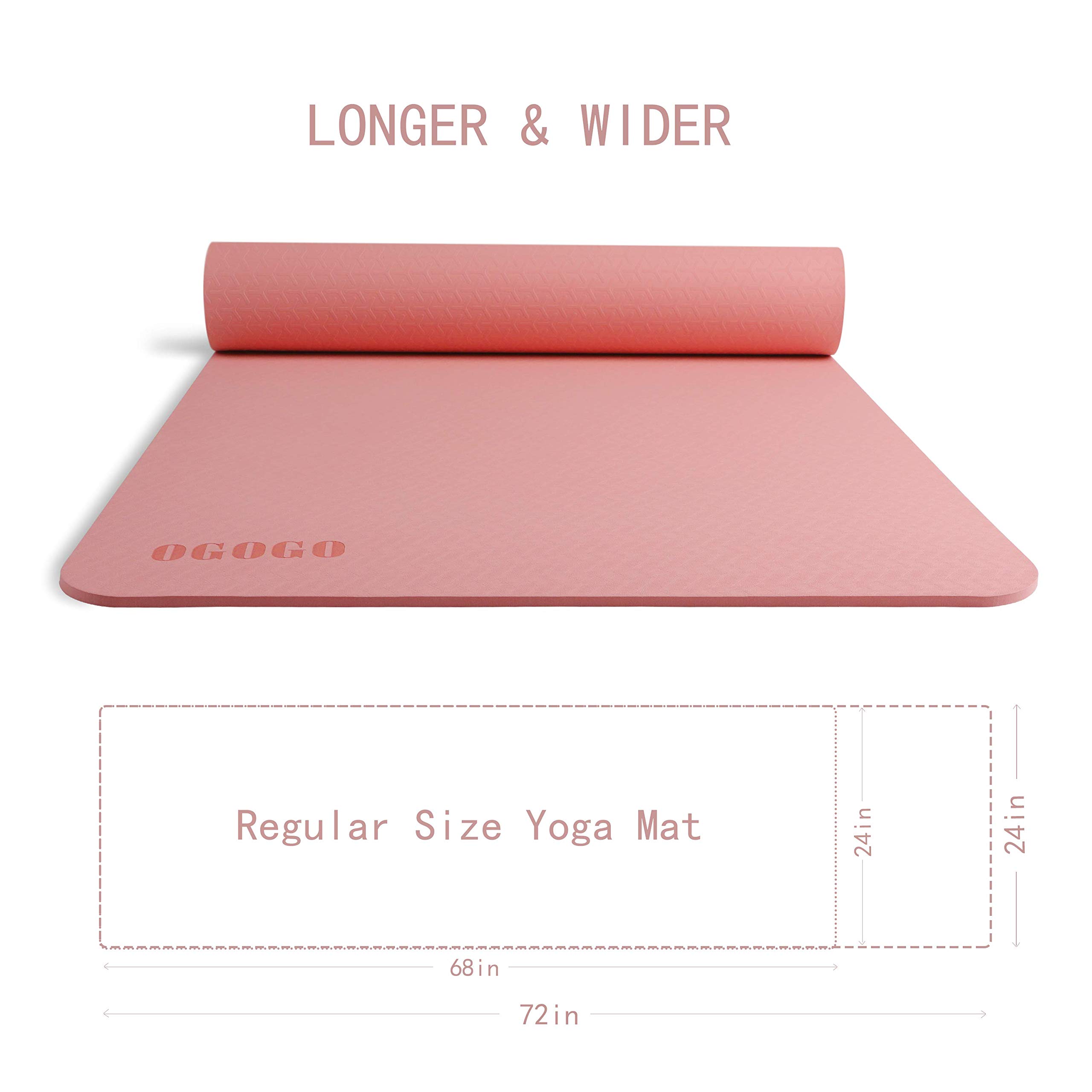 OGOGO Yoga Mat Double-Sided Non Slip,Eco Friendly Exercise Yoga Mat for Men and Women,Thick High Density Pro Mat with Carrying Strap