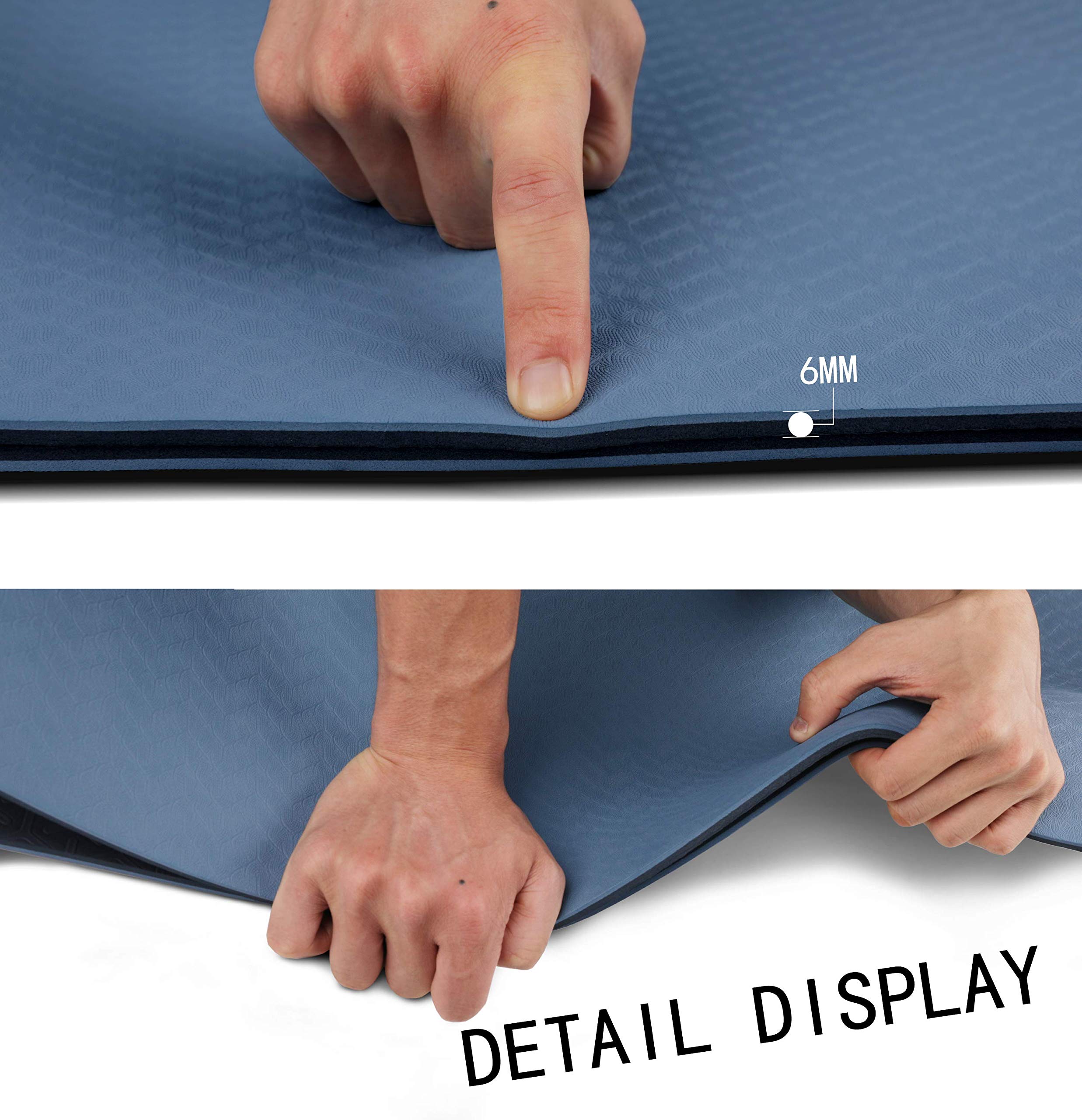 OGOGO Yoga Mat Double-Sided Non Slip,Eco Friendly Exercise Yoga Mat for Men and Women,Thick High Density Pro Mat with Carrying Strap