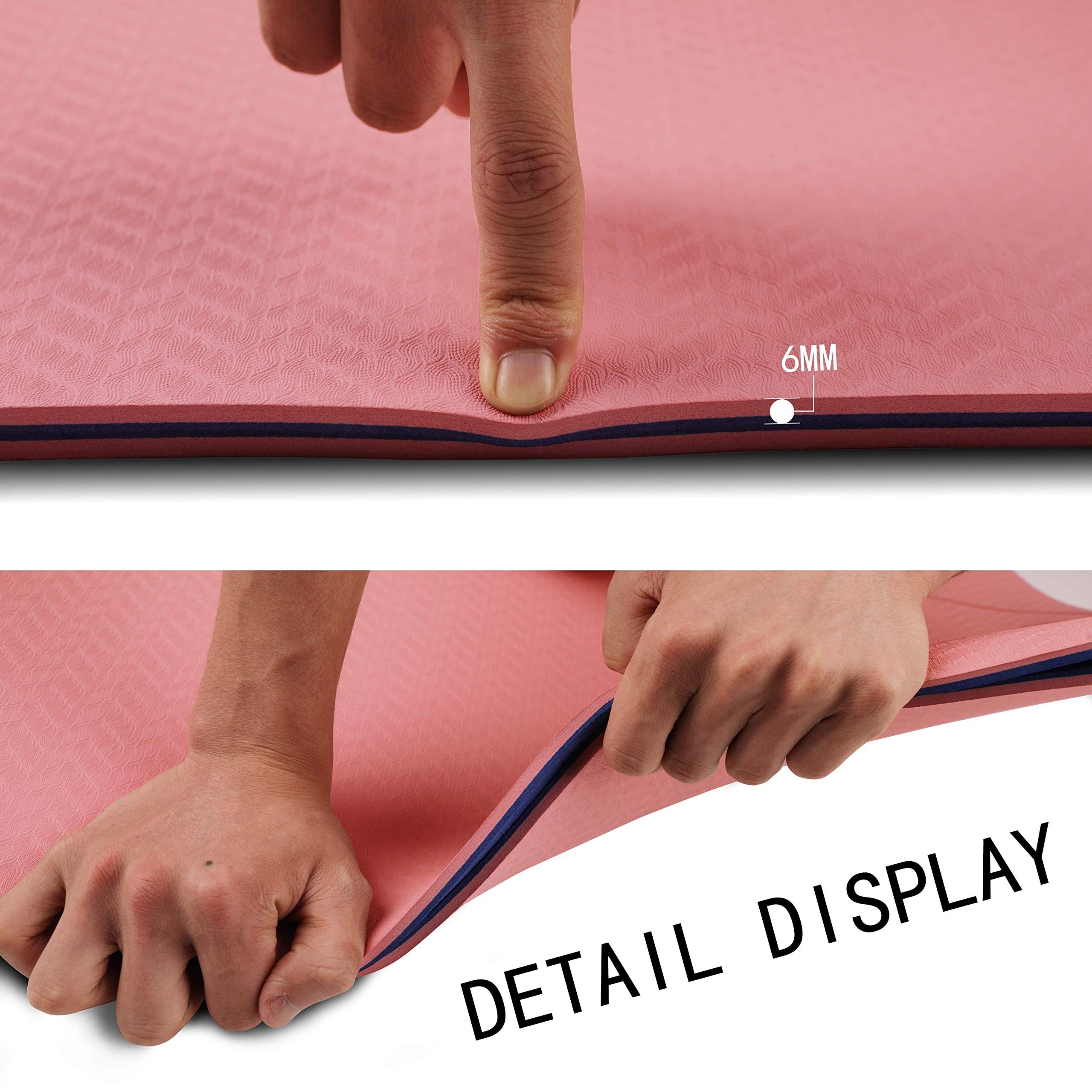 OGOGO Yoga Mat Double-Sided Non Slip,Eco Friendly Exercise Yoga Mat for Men and Women,Thick High Density Pro Mat with Carrying Strap