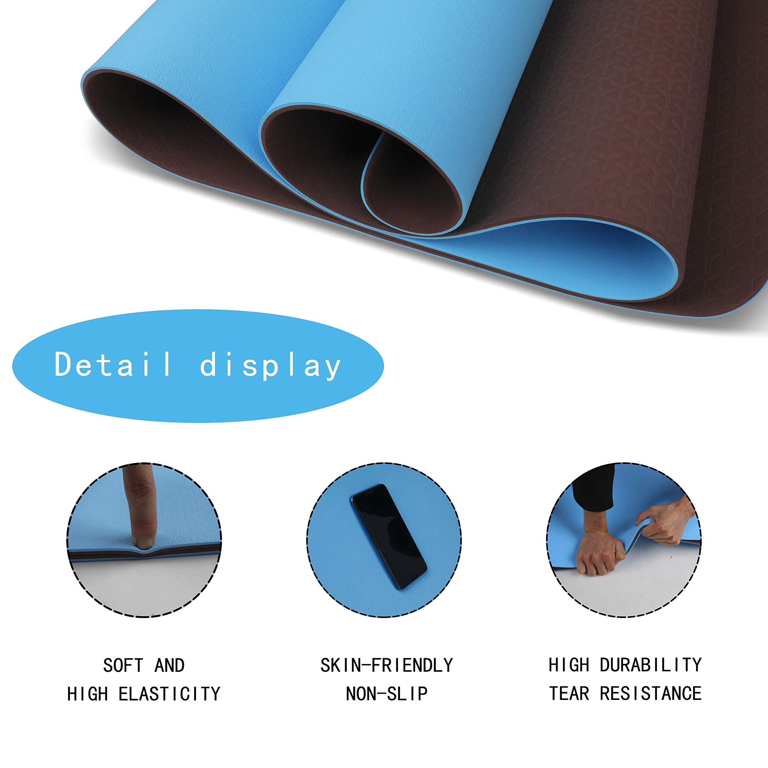 OGOGO Yoga Mat Double-Sided Non Slip,Eco Friendly Exercise Yoga Mat for Men and Women,Thick High Density Pro Mat with Carrying Strap