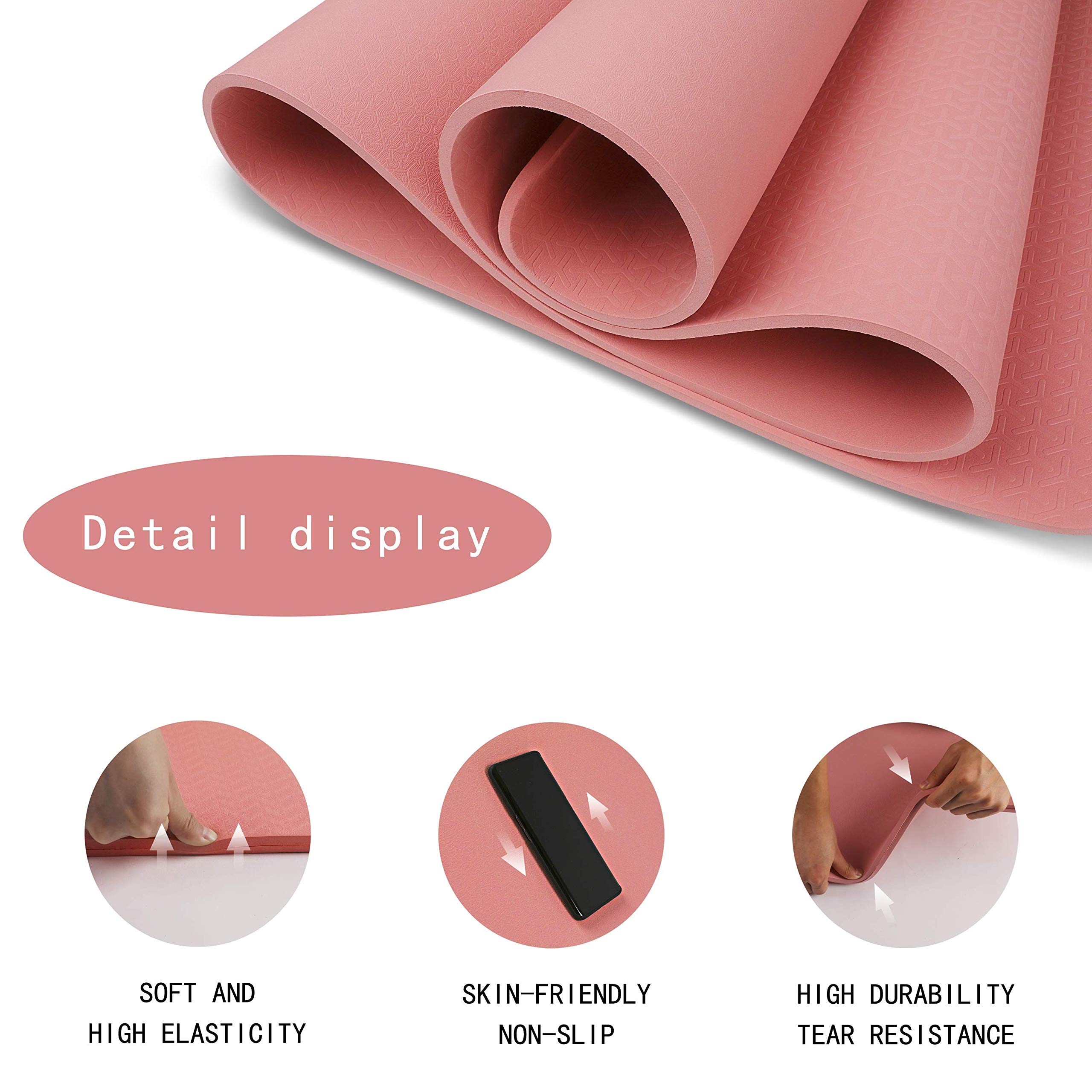 OGOGO Yoga Mat Double-Sided Non Slip,Eco Friendly Exercise Yoga Mat for Men and Women,Thick High Density Pro Mat with Carrying Strap