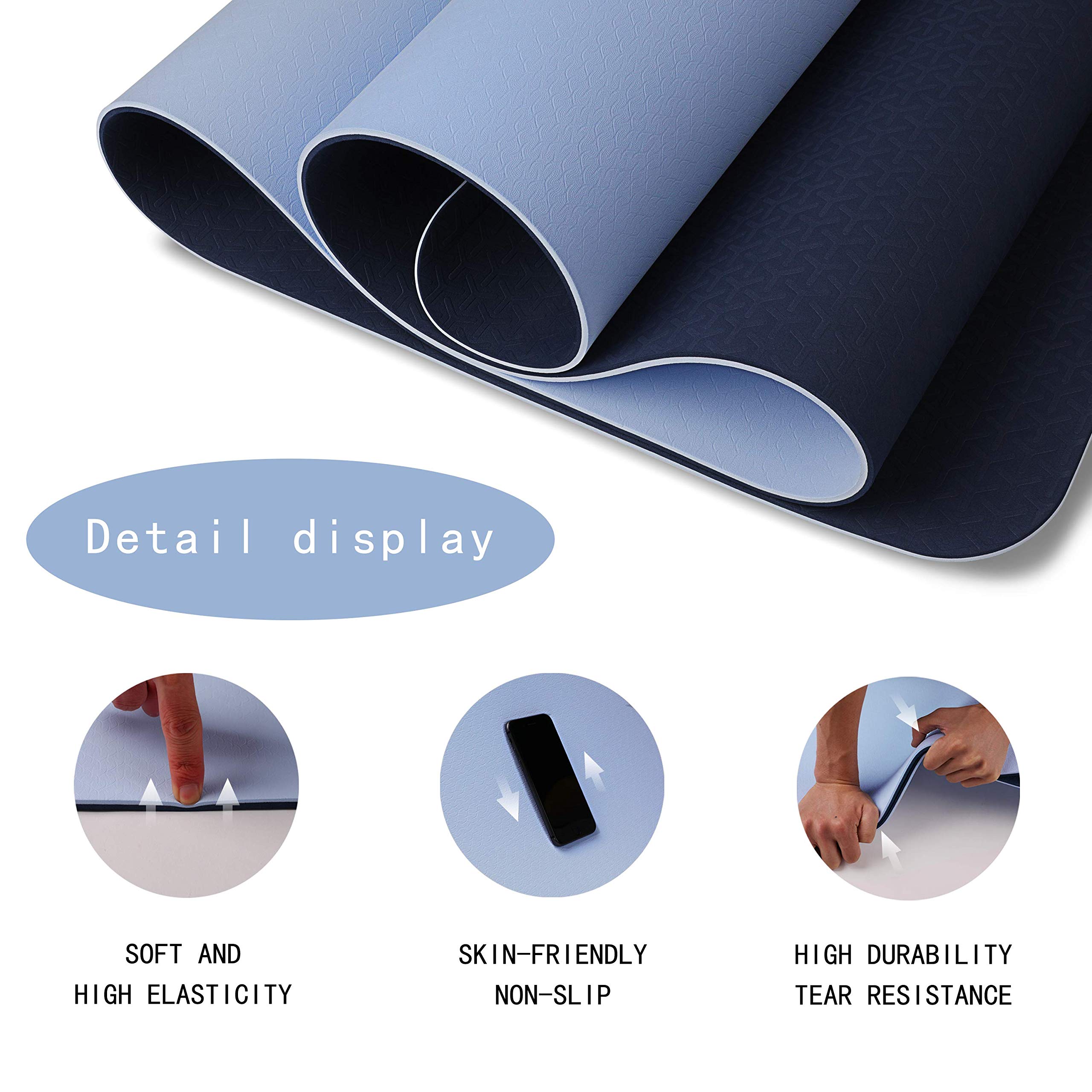 OGOGO Yoga Mat Double-Sided Non Slip,Eco Friendly Exercise Yoga Mat for Men and Women,Thick High Density Pro Mat with Carrying Strap