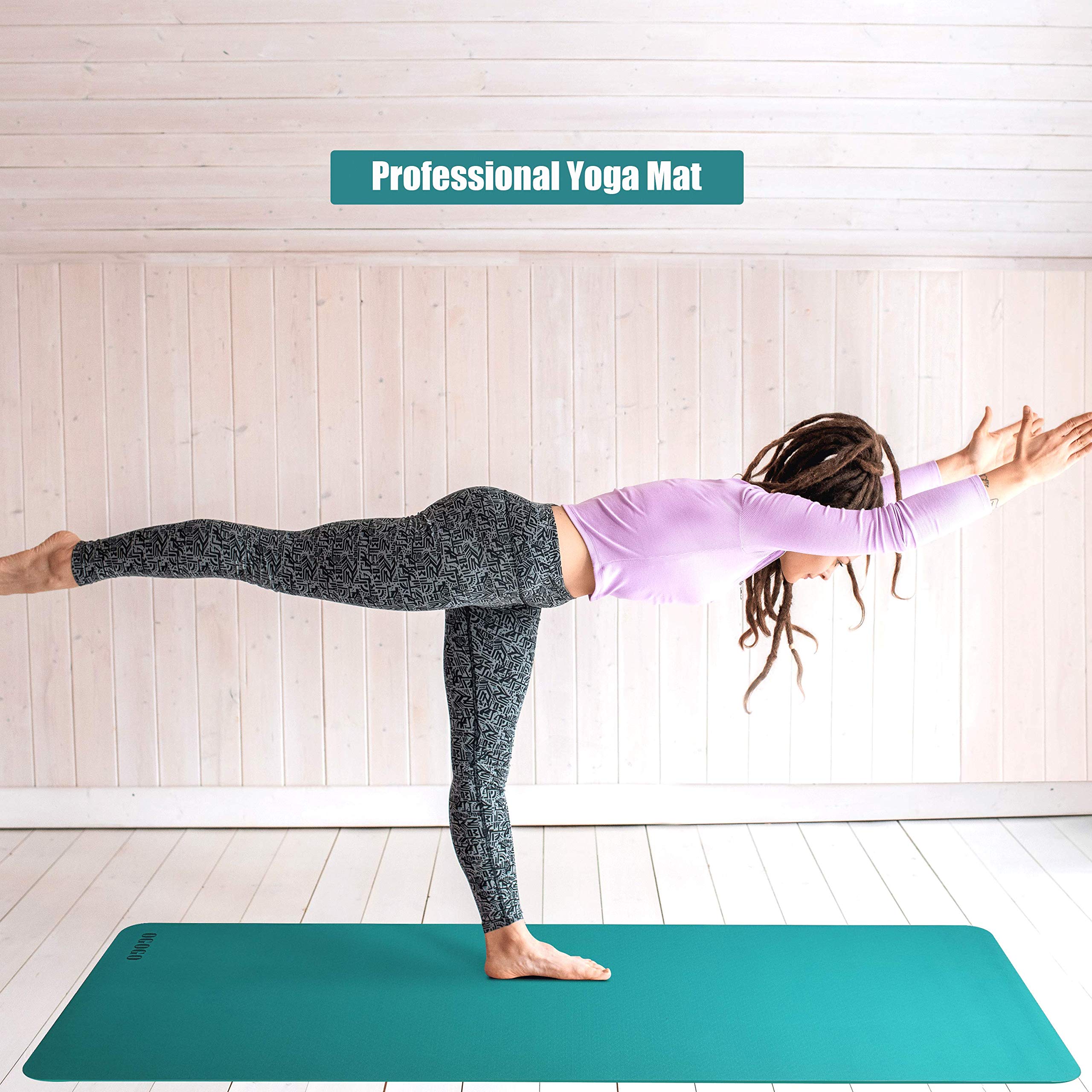 OGOGO Yoga Mat Double-Sided Non Slip,Eco Friendly Exercise Yoga Mat for Men and Women,Thick High Density Pro Mat with Carrying Strap