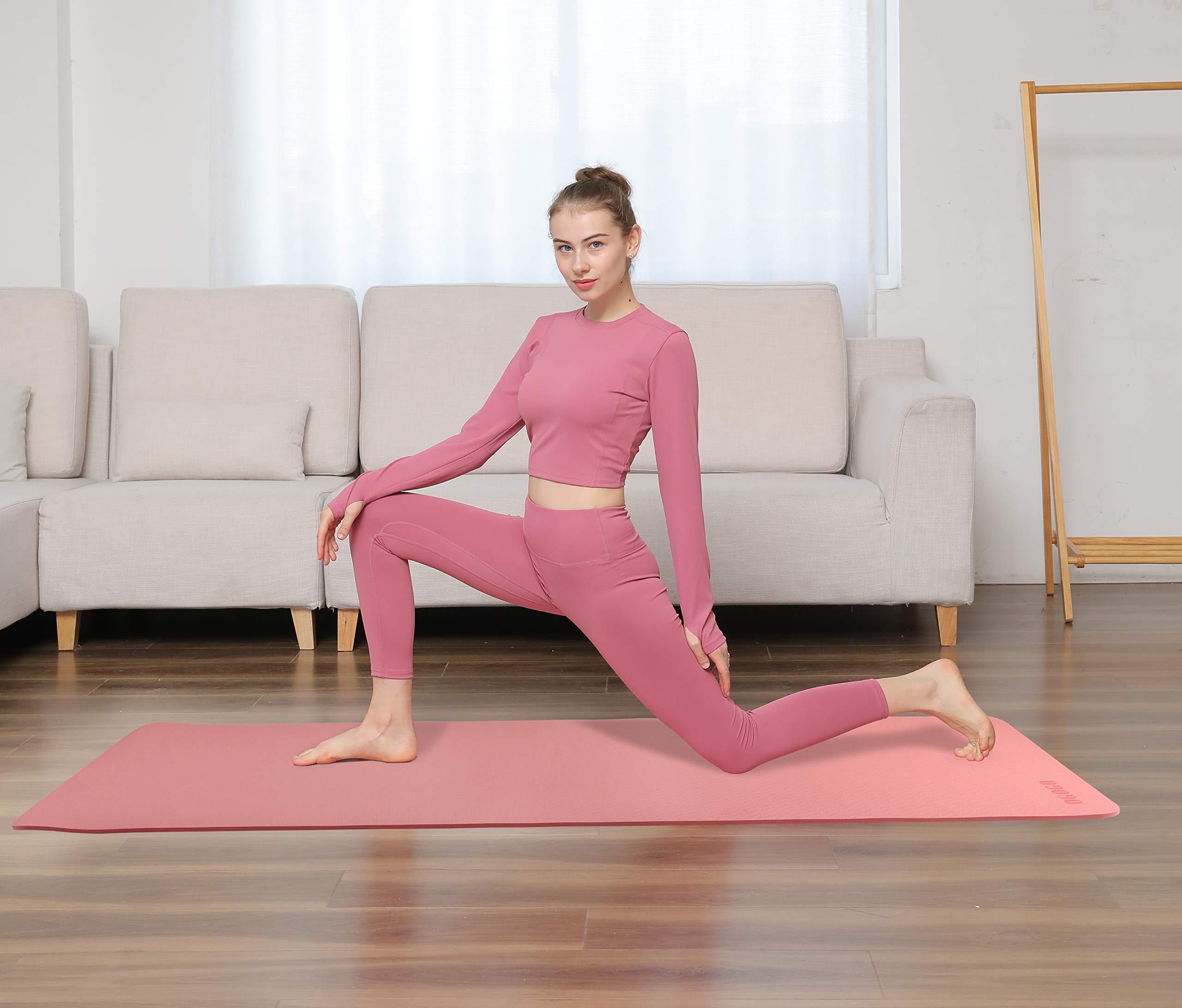 OGOGO Yoga Mat Double-Sided Non Slip,Eco Friendly Exercise Yoga Mat for Men and Women,Thick High Density Pro Mat with Carrying Strap