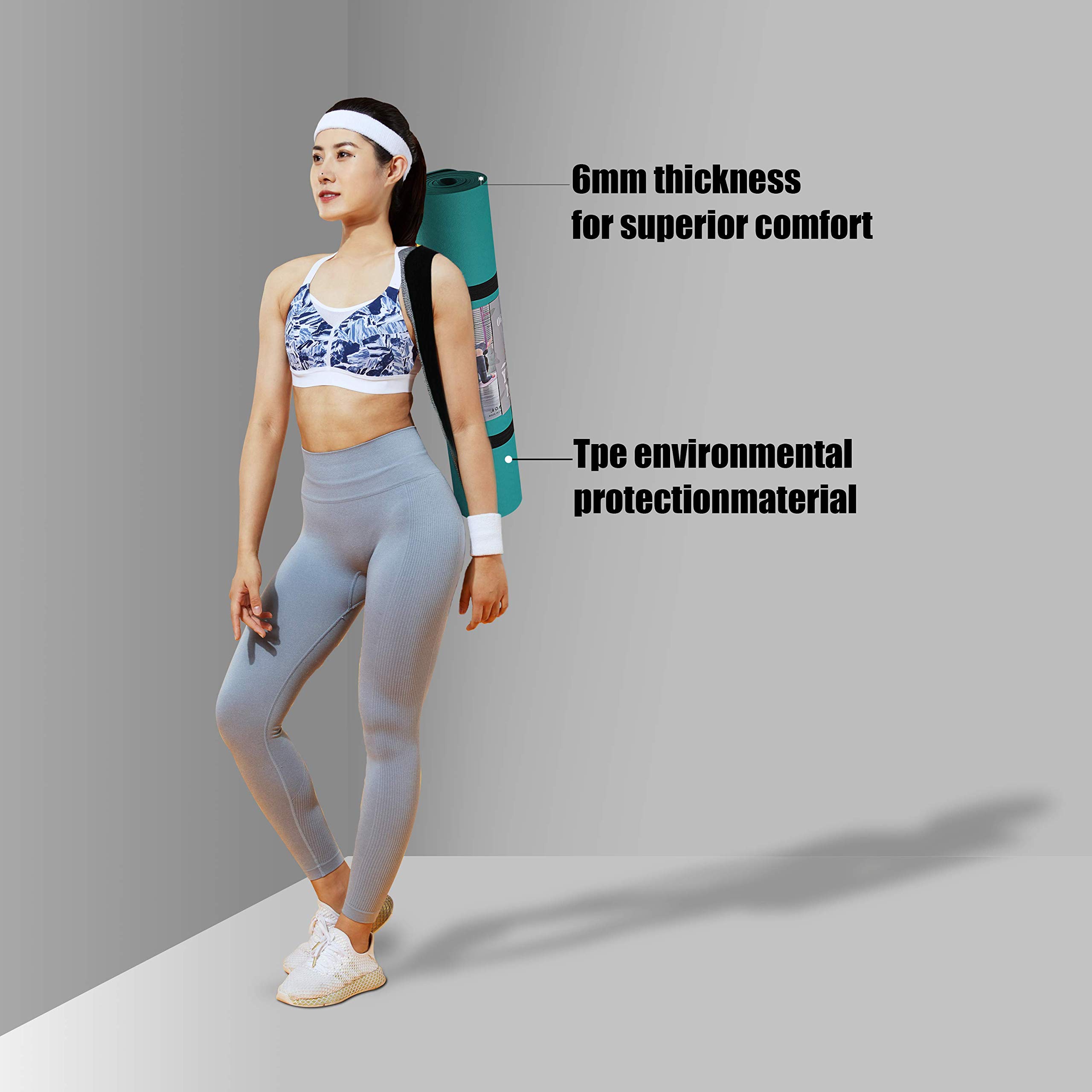 OGOGO Yoga Mat Double-Sided Non Slip,Eco Friendly Exercise Yoga Mat for Men and Women,Thick High Density Pro Mat with Carrying Strap