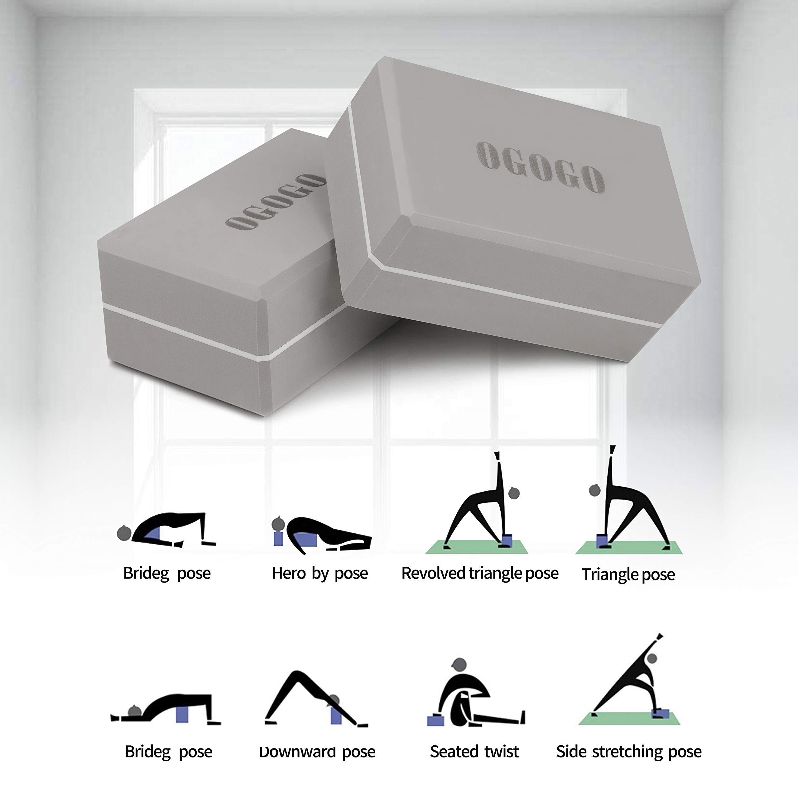 Yoga Block 2 Pack - High Density Soft Non-Slip Yoga Brick for women, Increase Posture Flexibility and Maintain Body Balance