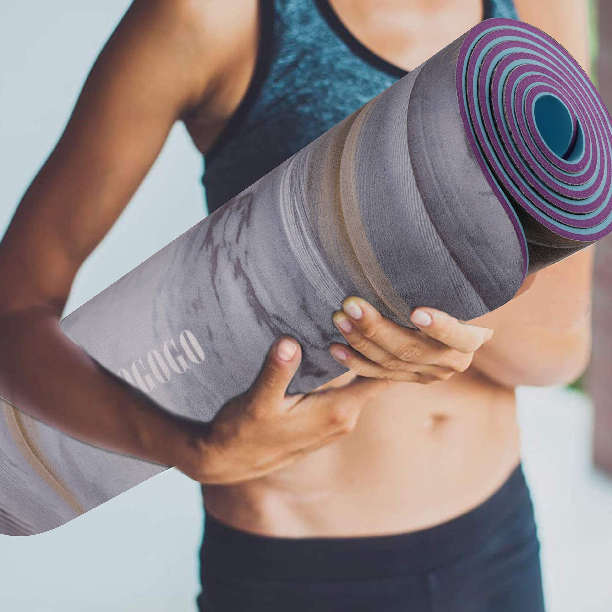 OGOGO Suede Yoga Mat,Non Slip Eco Friendly Fitness Exercise Mat with Carrying Strap,Pro Yoga Mats for Women and Men,Workout Mats for Home