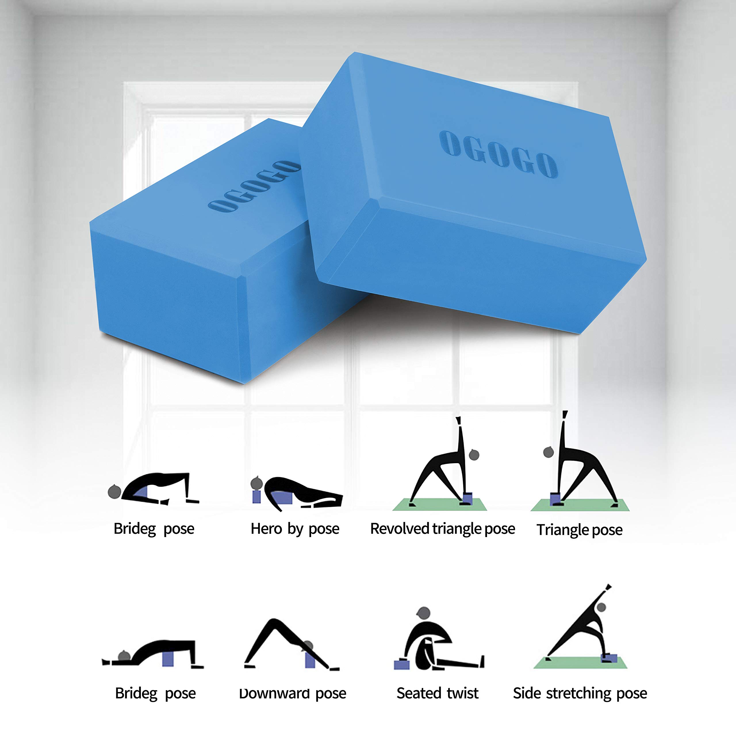 Yoga Block 2 Pack - High Density Soft Non-Slip Yoga Brick for women, Increase Posture Flexibility and Maintain Body Balance