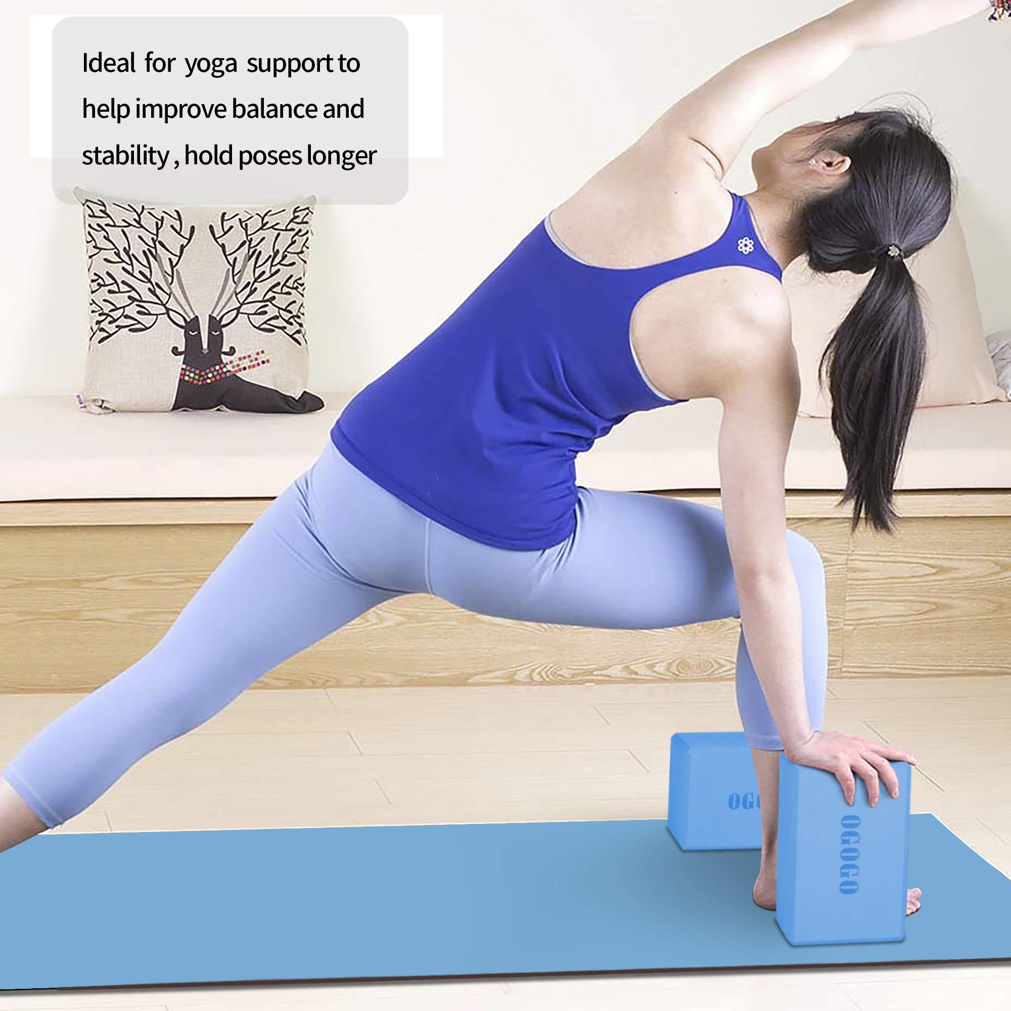 Yoga Block 2 Pack - High Density Soft Non-Slip Yoga Brick for women, Increase Posture Flexibility and Maintain Body Balance
