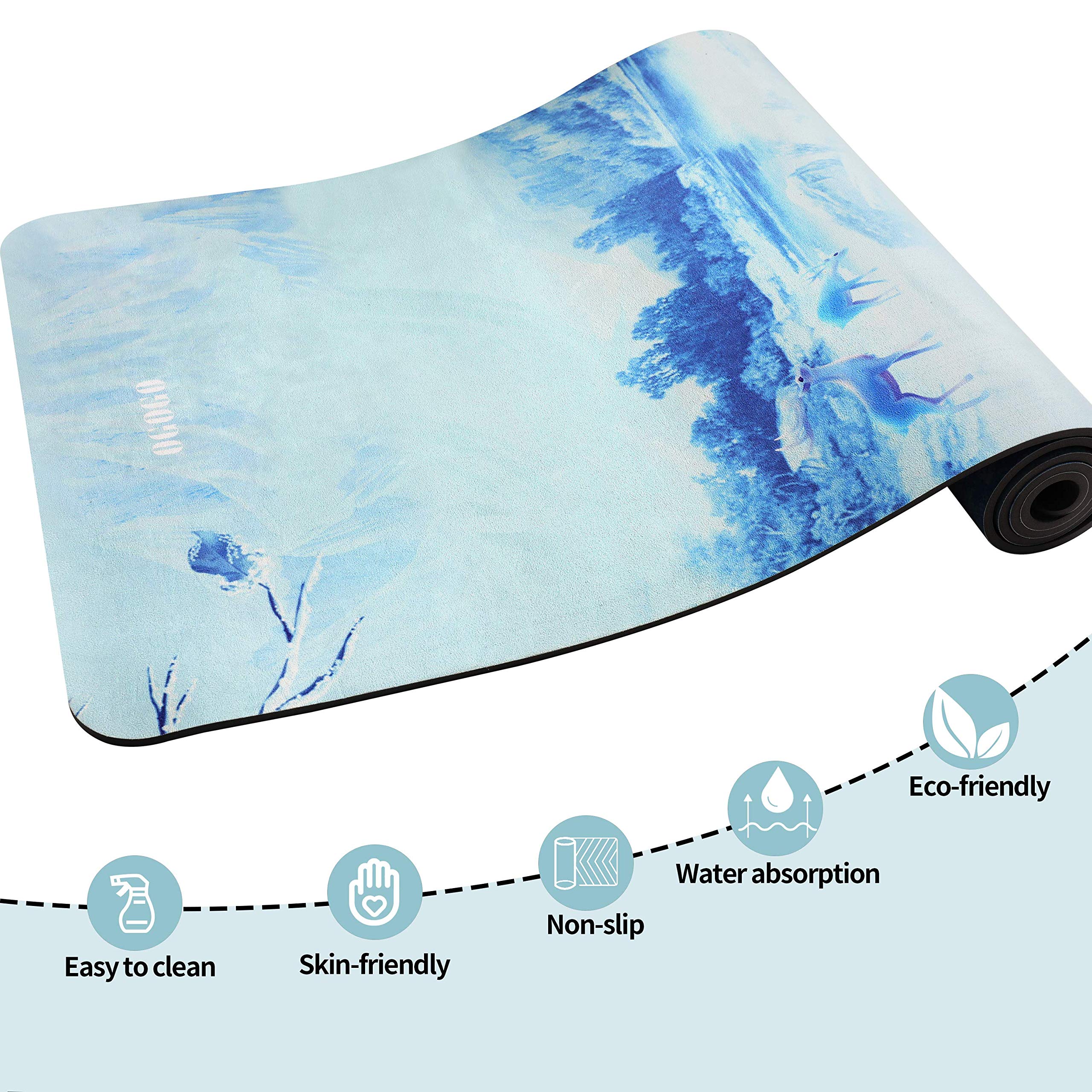 OGOGO Suede Yoga Mat,Non Slip Eco Friendly Fitness Exercise Mat with Carrying Strap,Pro Yoga Mats for Women and Men,Workout Mats for Home