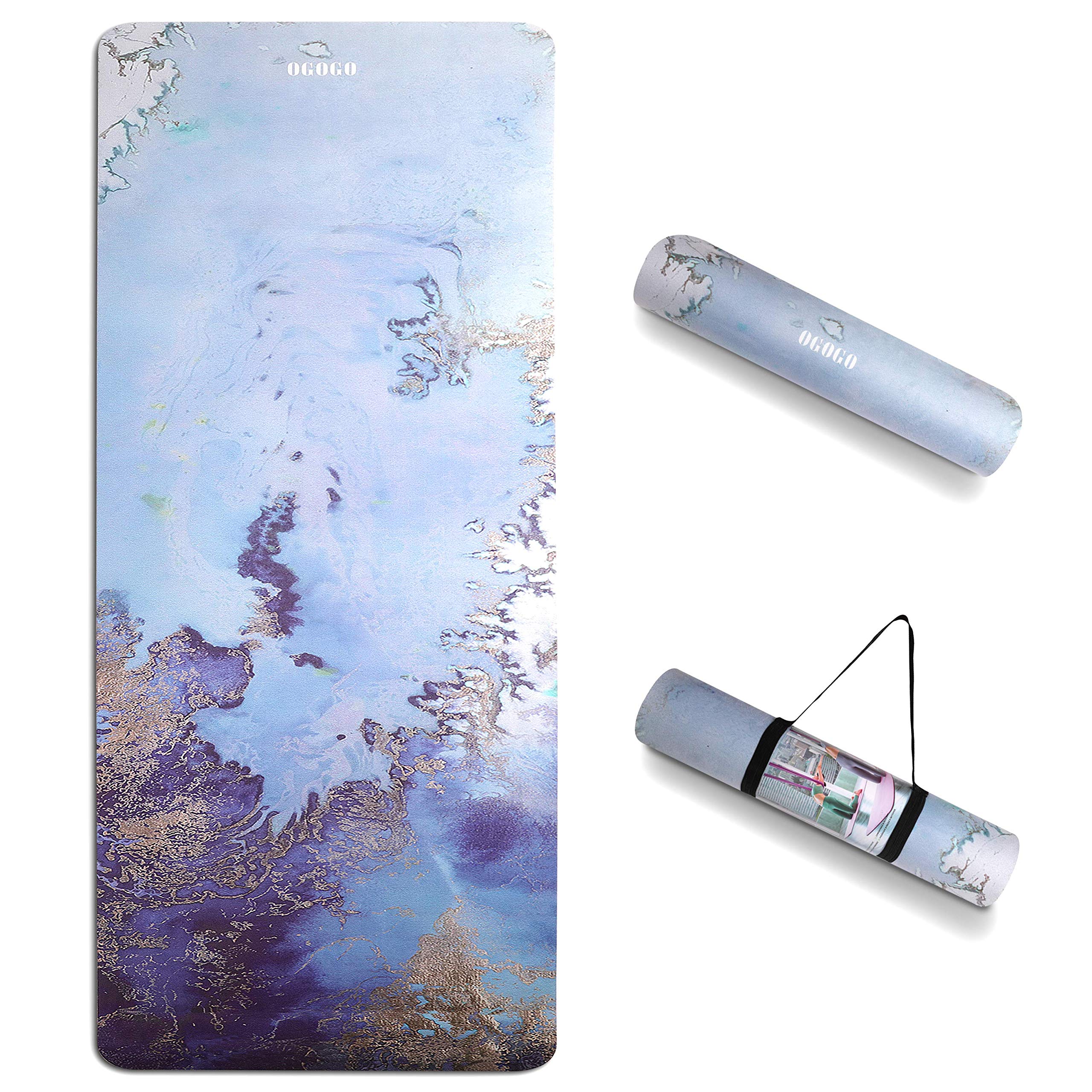 OGOGO Suede Yoga Mat,Non Slip Eco Friendly Fitness Exercise Mat with Carrying Strap,Pro Yoga Mats for Women and Men,Workout Mats for Home