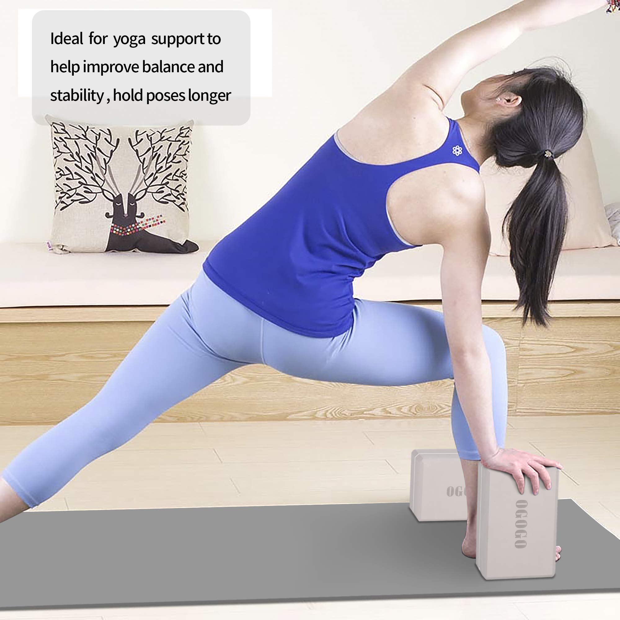 Yoga Block 2 Pack - High Density Soft Non-Slip Yoga Brick for women, Increase Posture Flexibility and Maintain Body Balance