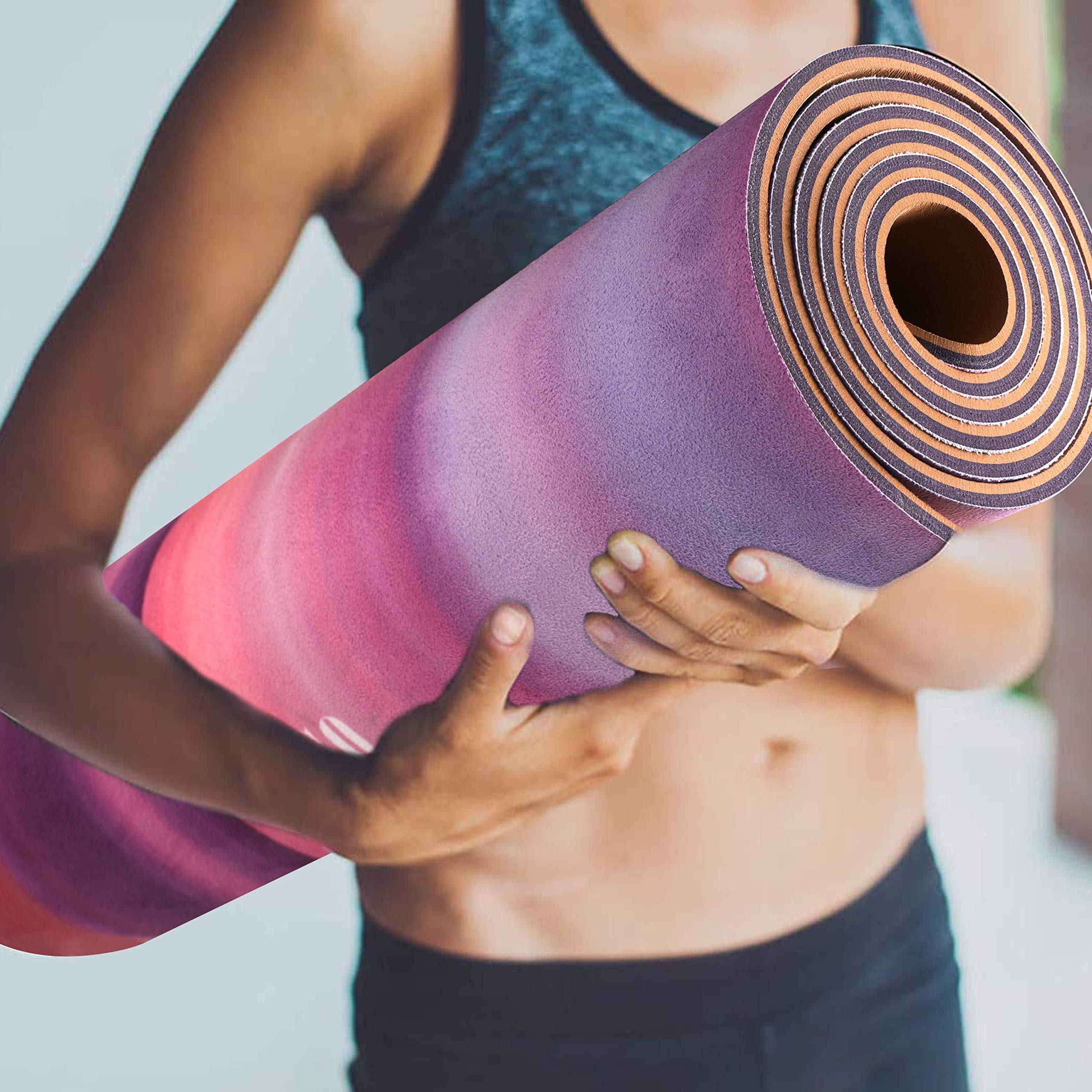 OGOGO Suede Yoga Mat,Non Slip Eco Friendly Fitness Exercise Mat with Carrying Strap,Pro Yoga Mats for Women and Men,Workout Mats for Home