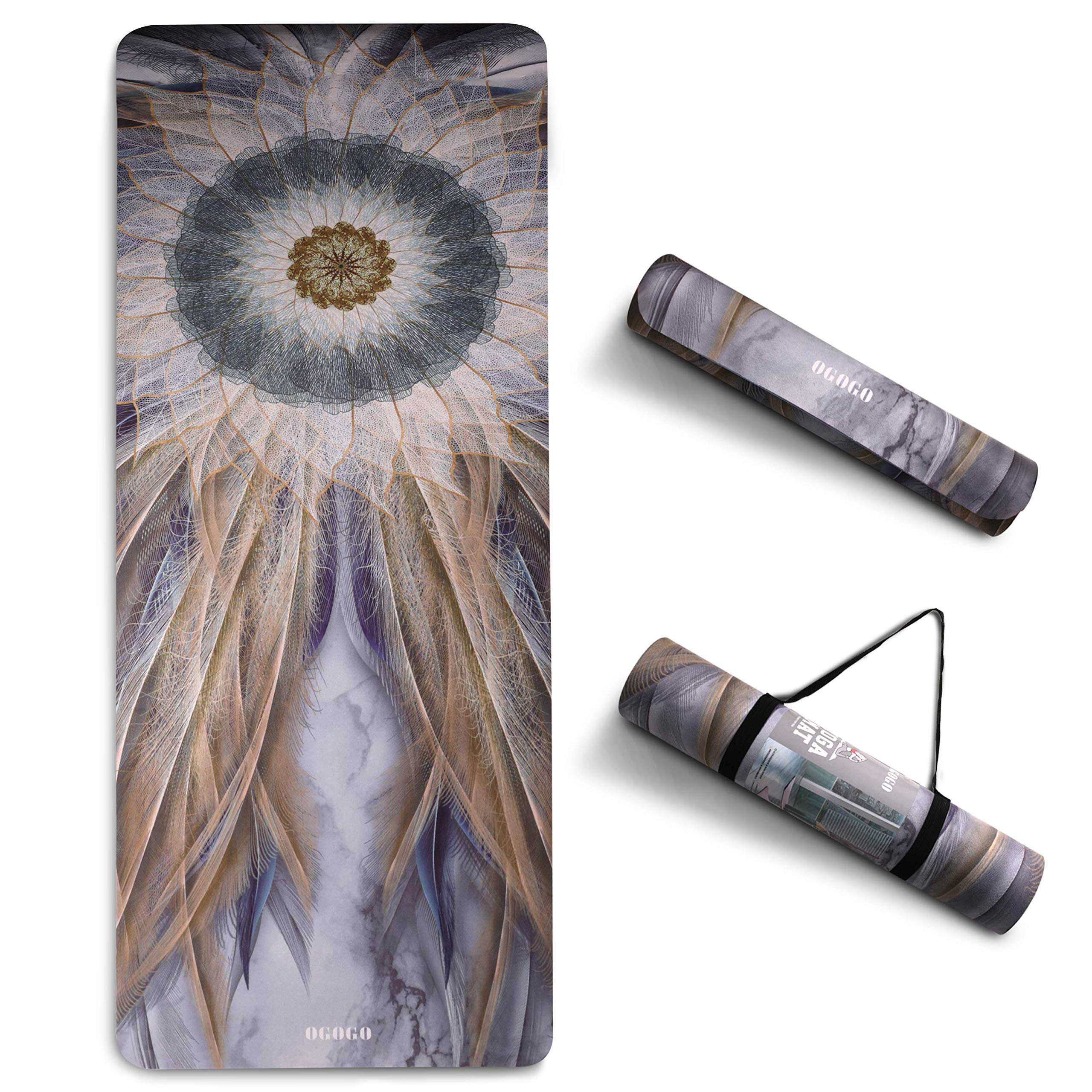 OGOGO Suede Yoga Mat,Non Slip Eco Friendly Fitness Exercise Mat with Carrying Strap,Pro Yoga Mats for Women and Men,Workout Mats for Home