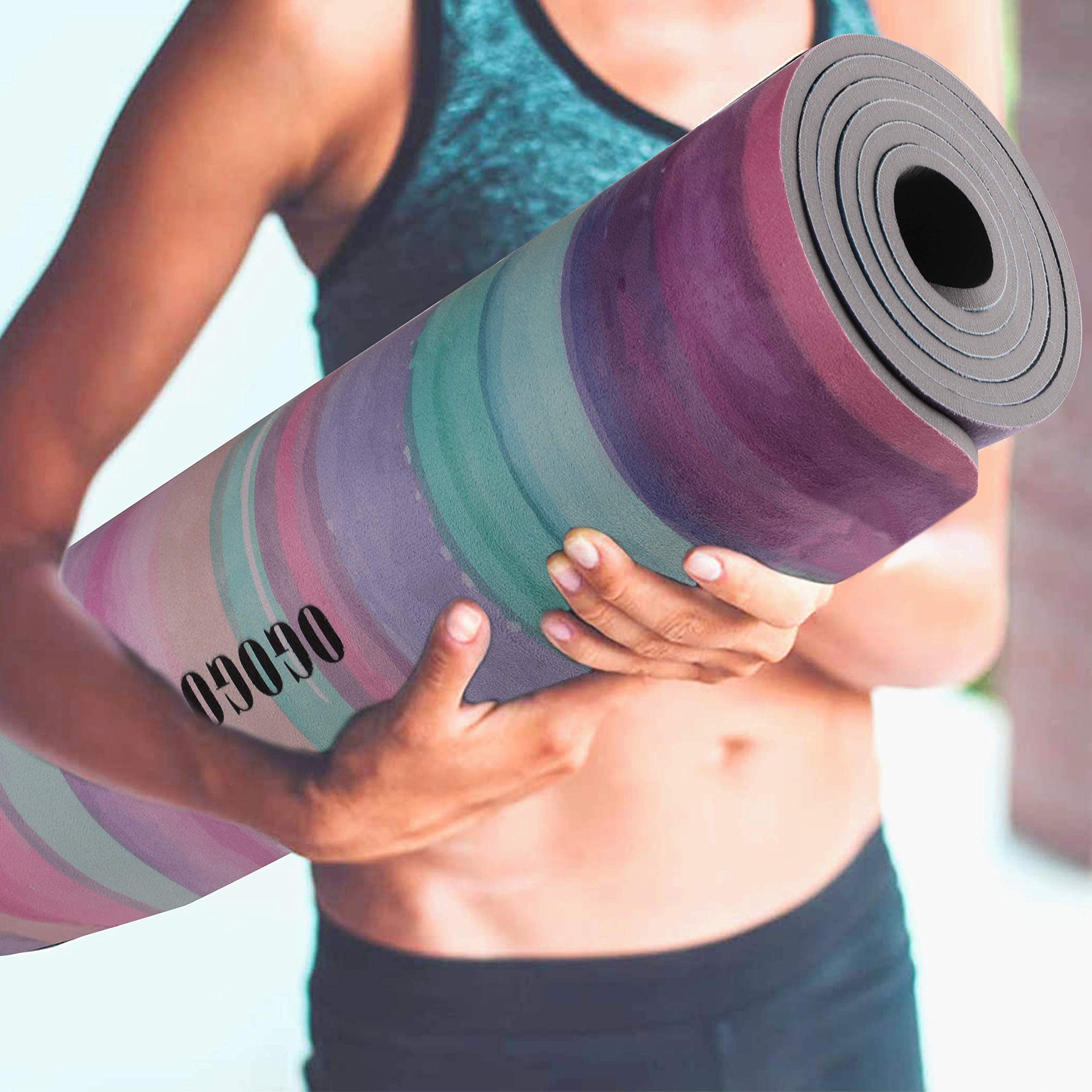 OGOGO Suede Yoga Mat,Non Slip Eco Friendly Fitness Exercise Mat with Carrying Strap,Pro Yoga Mats for Women and Men,Workout Mats for Home