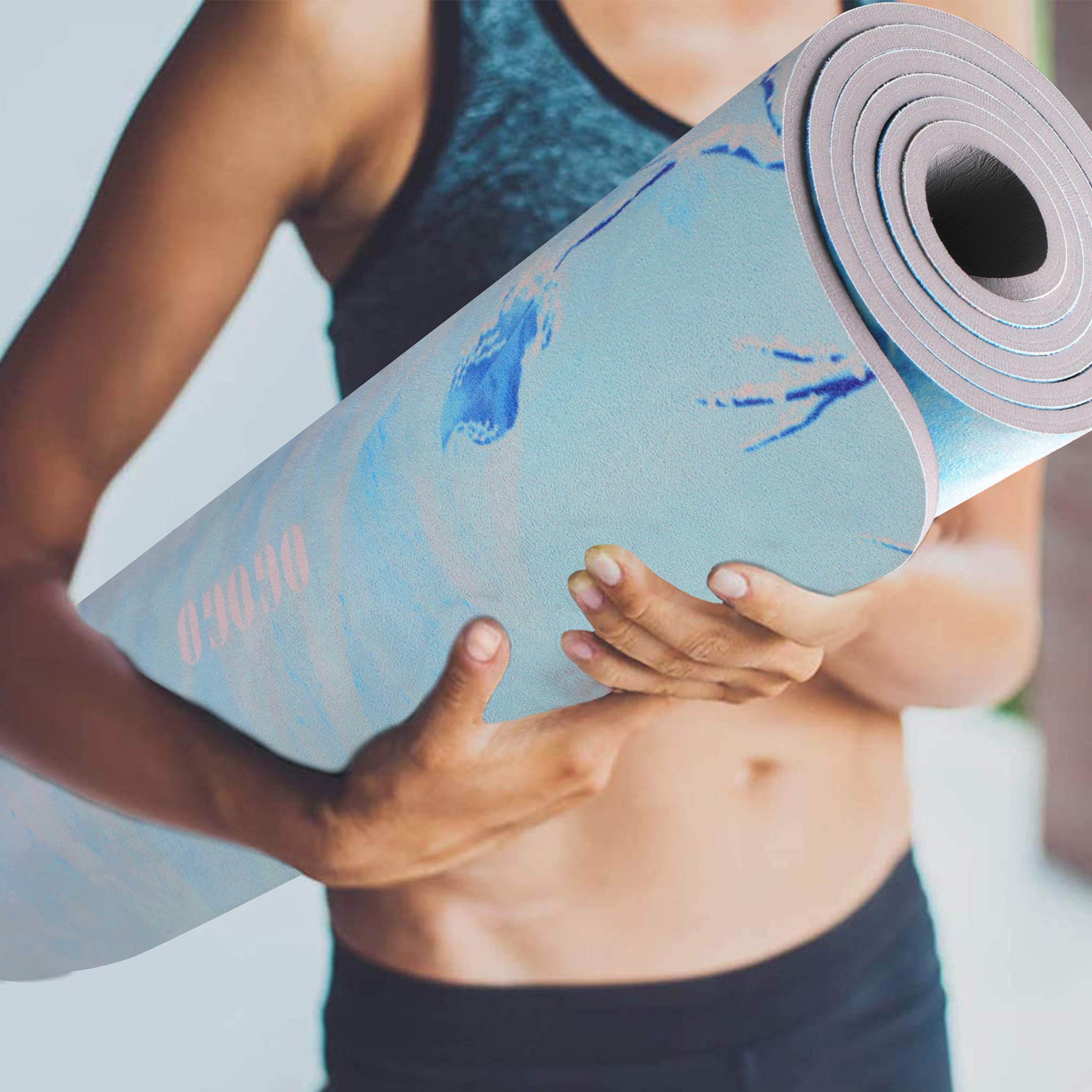 OGOGO Suede Yoga Mat,Non Slip Eco Friendly Fitness Exercise Mat with Carrying Strap,Pro Yoga Mats for Women and Men,Workout Mats for Home