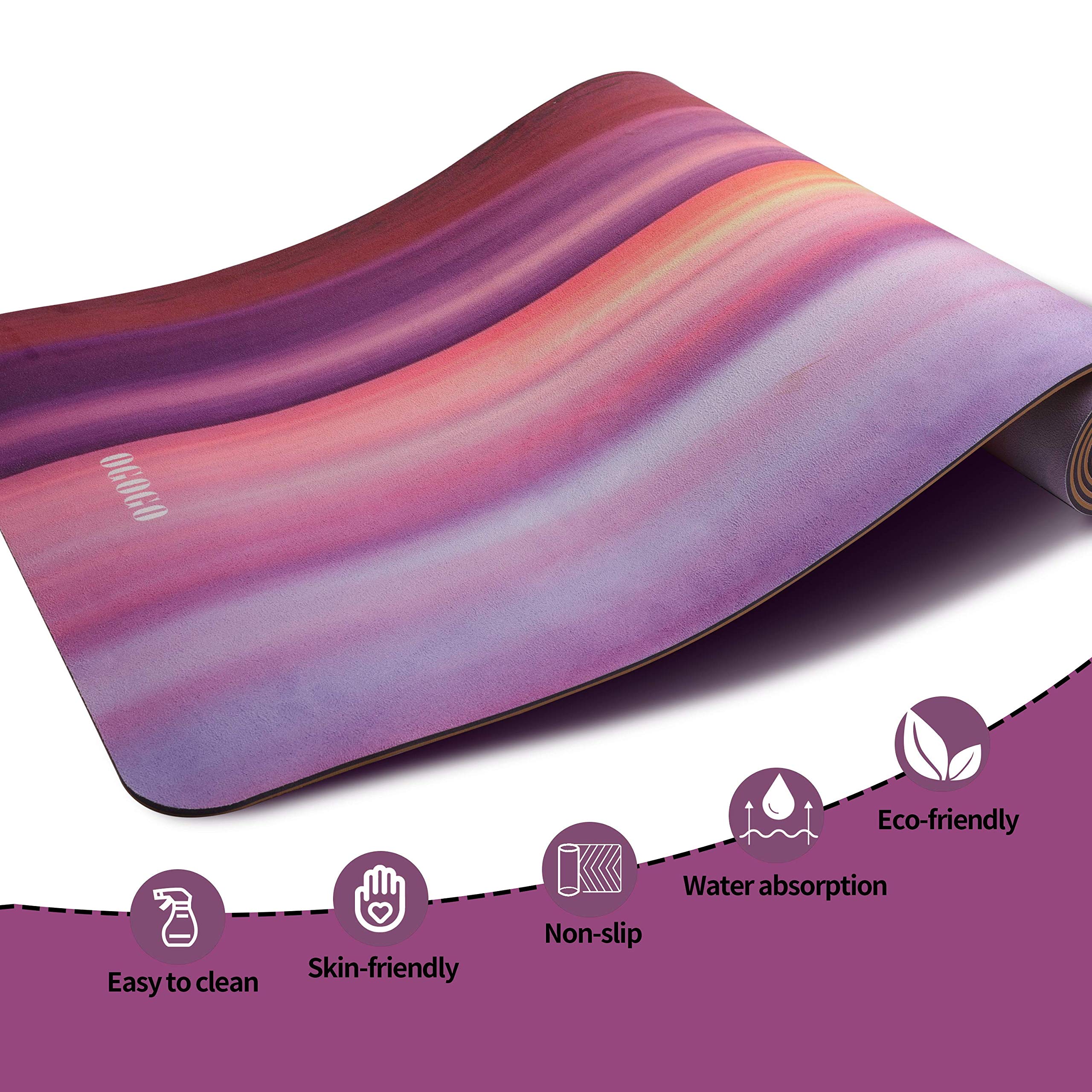 OGOGO Suede Yoga Mat,Non Slip Eco Friendly Fitness Exercise Mat with Carrying Strap,Pro Yoga Mats for Women and Men,Workout Mats for Home