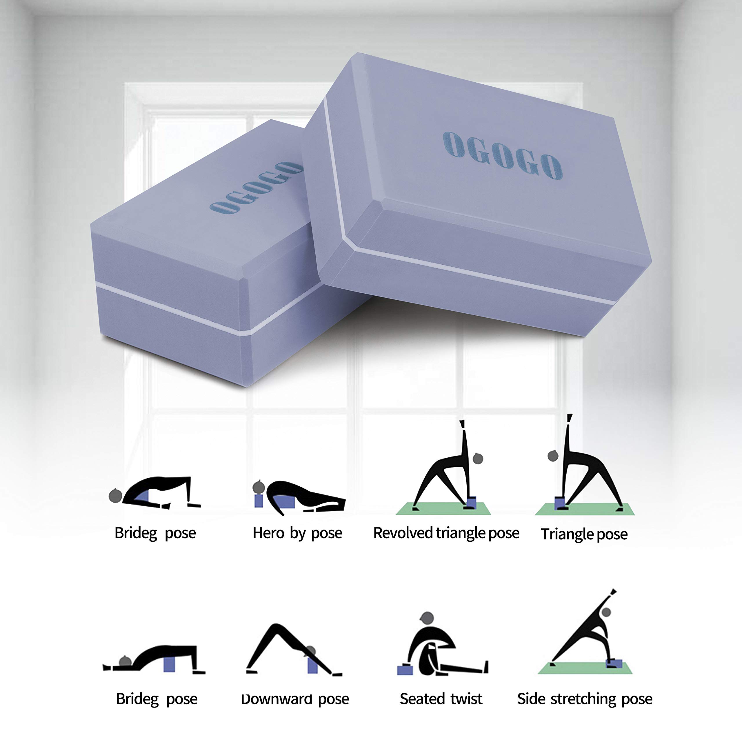 Yoga Block 2 Pack - High Density Soft Non-Slip Yoga Brick for women, Increase Posture Flexibility and Maintain Body Balance