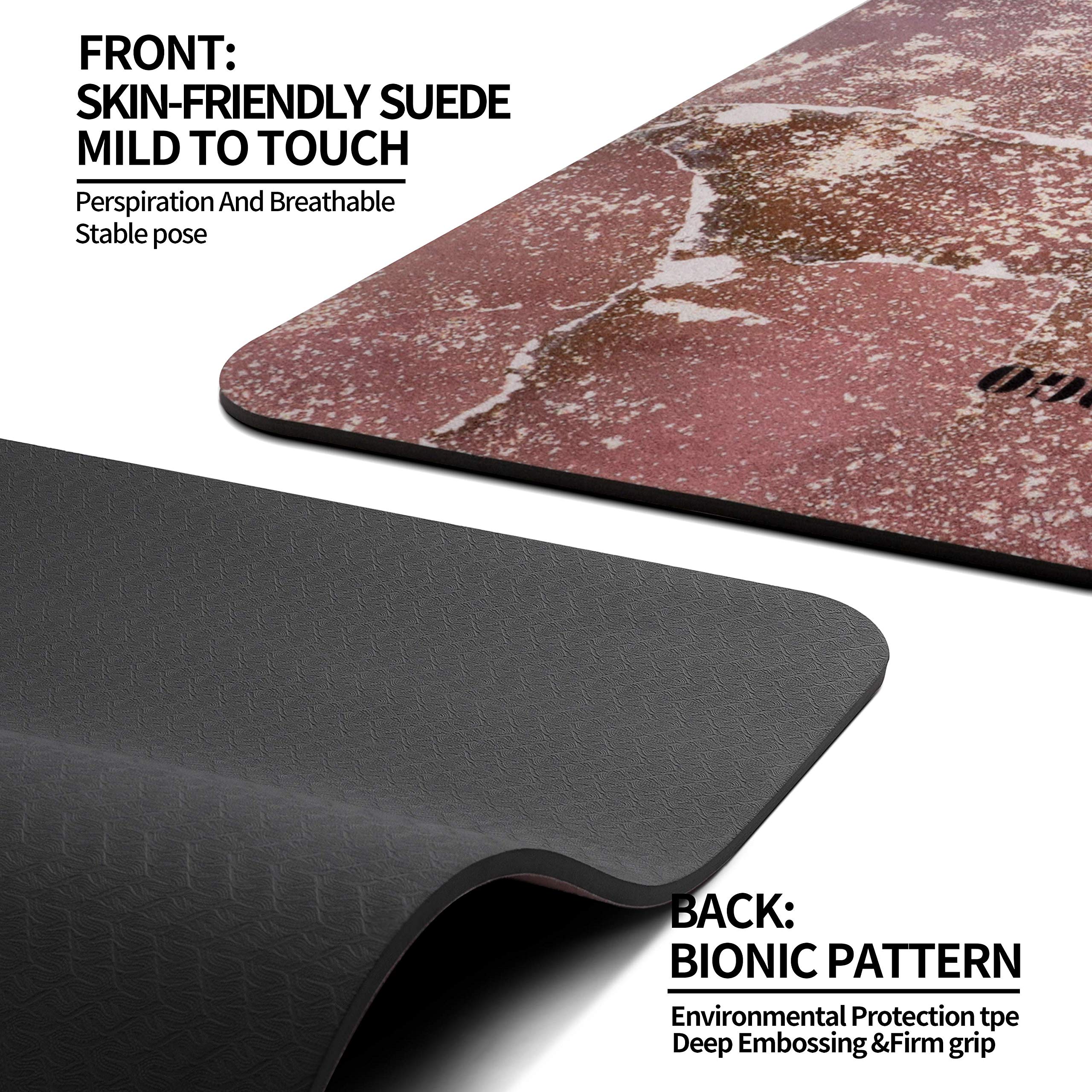 OGOGO Suede Yoga Mat,Non Slip Eco Friendly Fitness Exercise Mat with Carrying Strap,Pro Yoga Mats for Women and Men,Workout Mats for Home