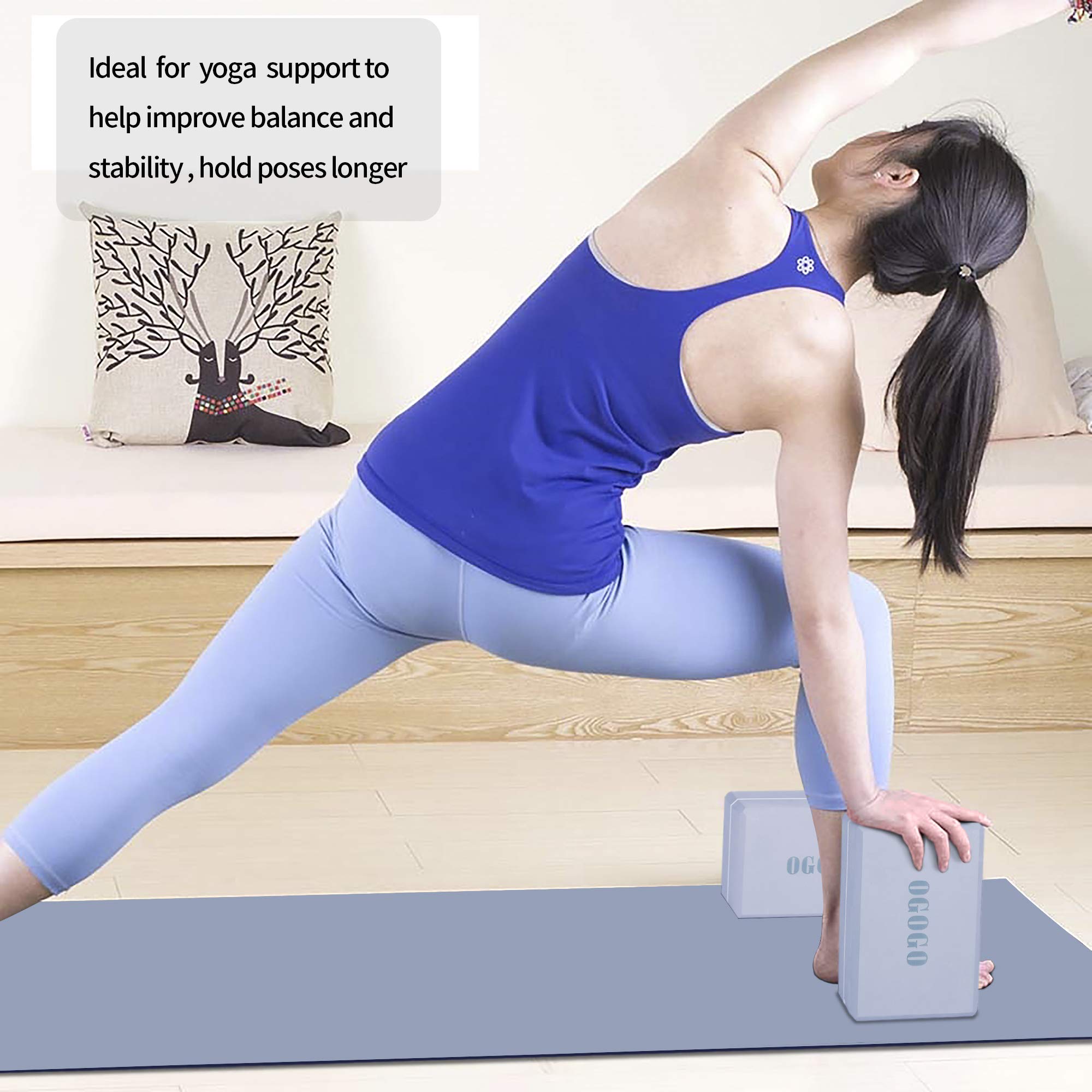 Yoga Block 2 Pack - High Density Soft Non-Slip Yoga Brick for women, Increase Posture Flexibility and Maintain Body Balance