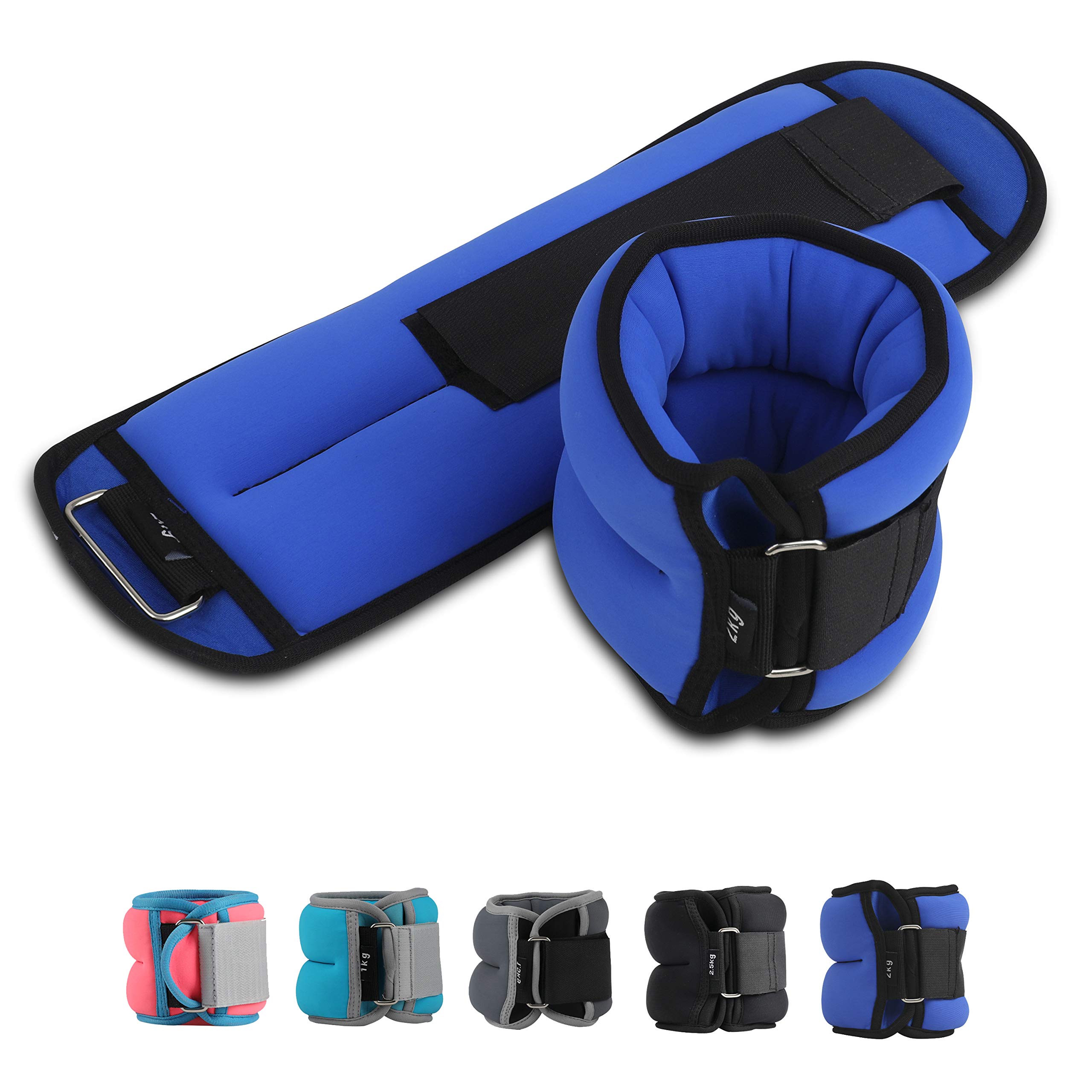 Ankle Weights for Women, Men - Wrist/Leg/Arm Weights Set （1 Pair）with Adjustable Strap for Walking, jogging, Gymnastics, Aerobics, Home, Gym, Fitness, Exercise (1lb, 2lb, 3lb, 4lb, 5lb)