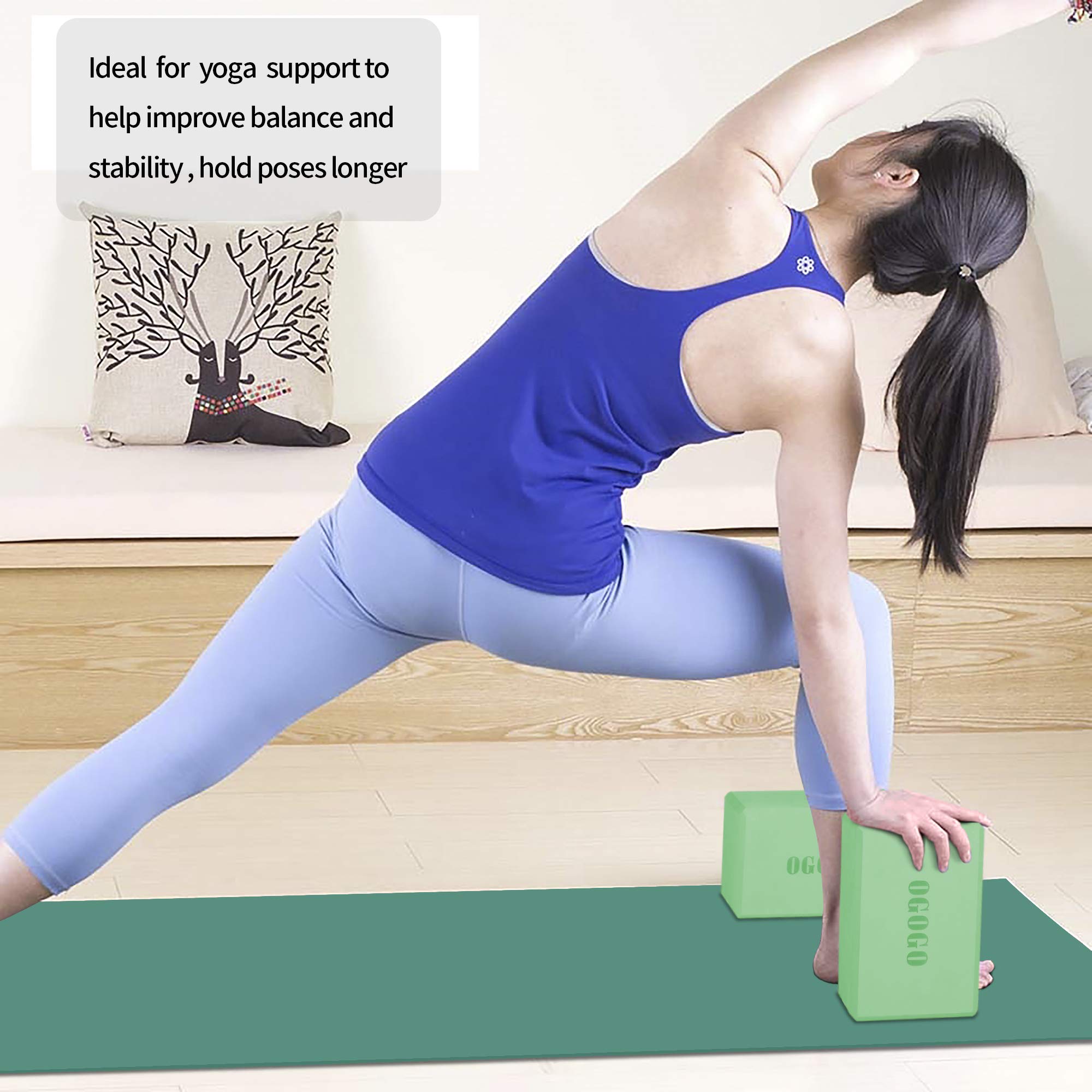 Yoga Block 2 Pack - High Density Soft Non-Slip Yoga Brick for women, Increase Posture Flexibility and Maintain Body Balance