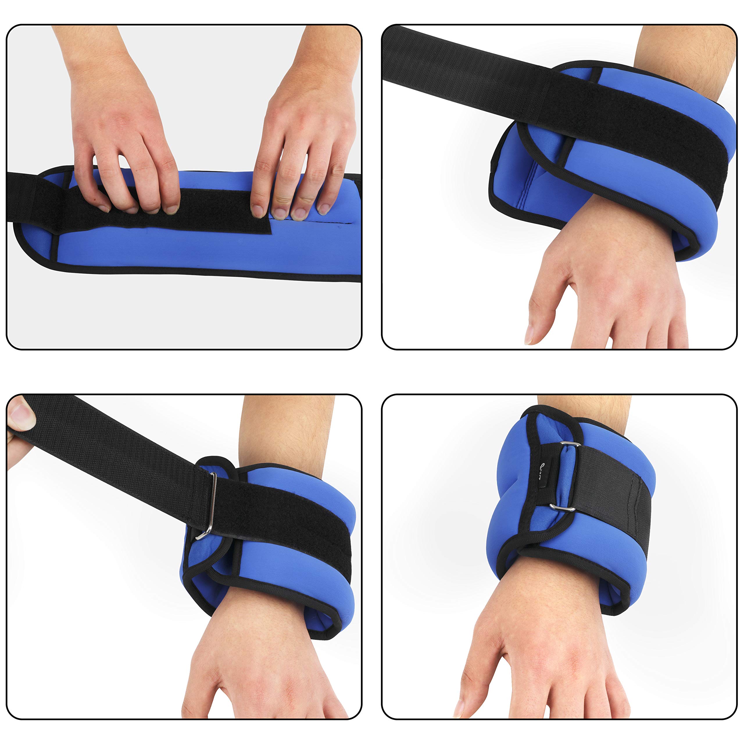 Ankle Weights for Women, Men - Wrist/Leg/Arm Weights Set （1 Pair）with Adjustable Strap for Walking, jogging, Gymnastics, Aerobics, Home, Gym, Fitness, Exercise (1lb, 2lb, 3lb, 4lb, 5lb)