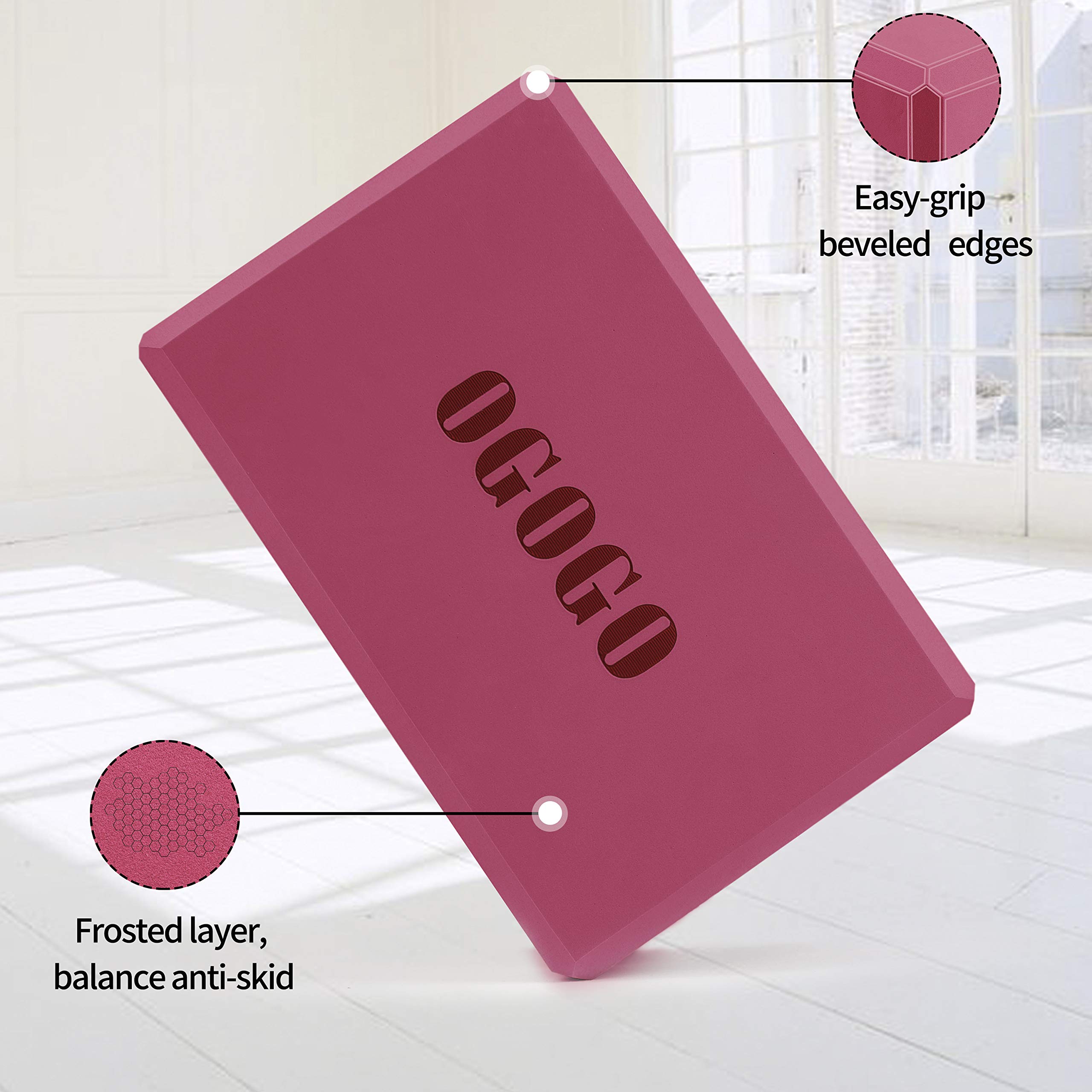 Yoga Block 2 Pack - High Density Soft Non-Slip Yoga Brick for women, Increase Posture Flexibility and Maintain Body Balance