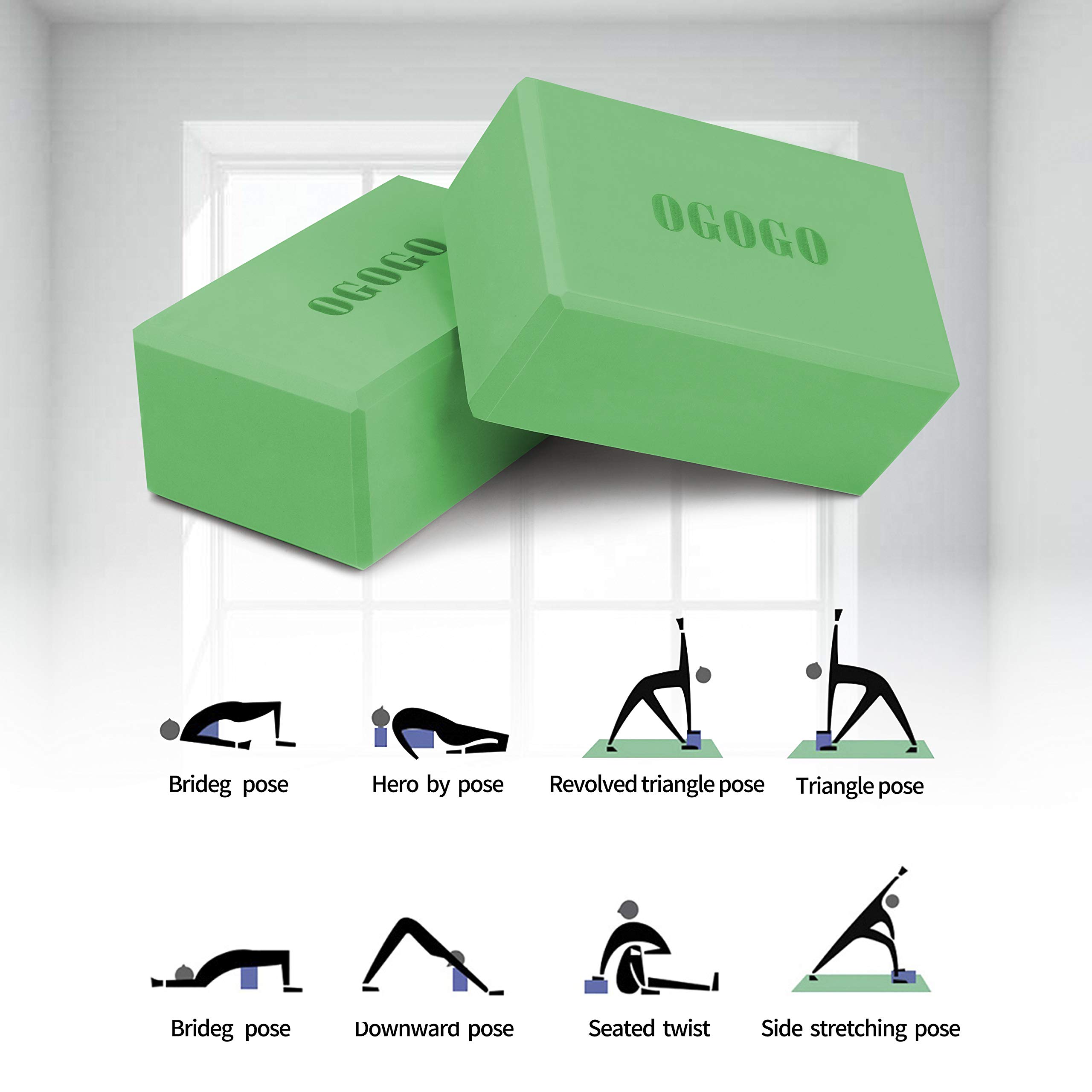 Yoga Block 2 Pack - High Density Soft Non-Slip Yoga Brick for women, Increase Posture Flexibility and Maintain Body Balance