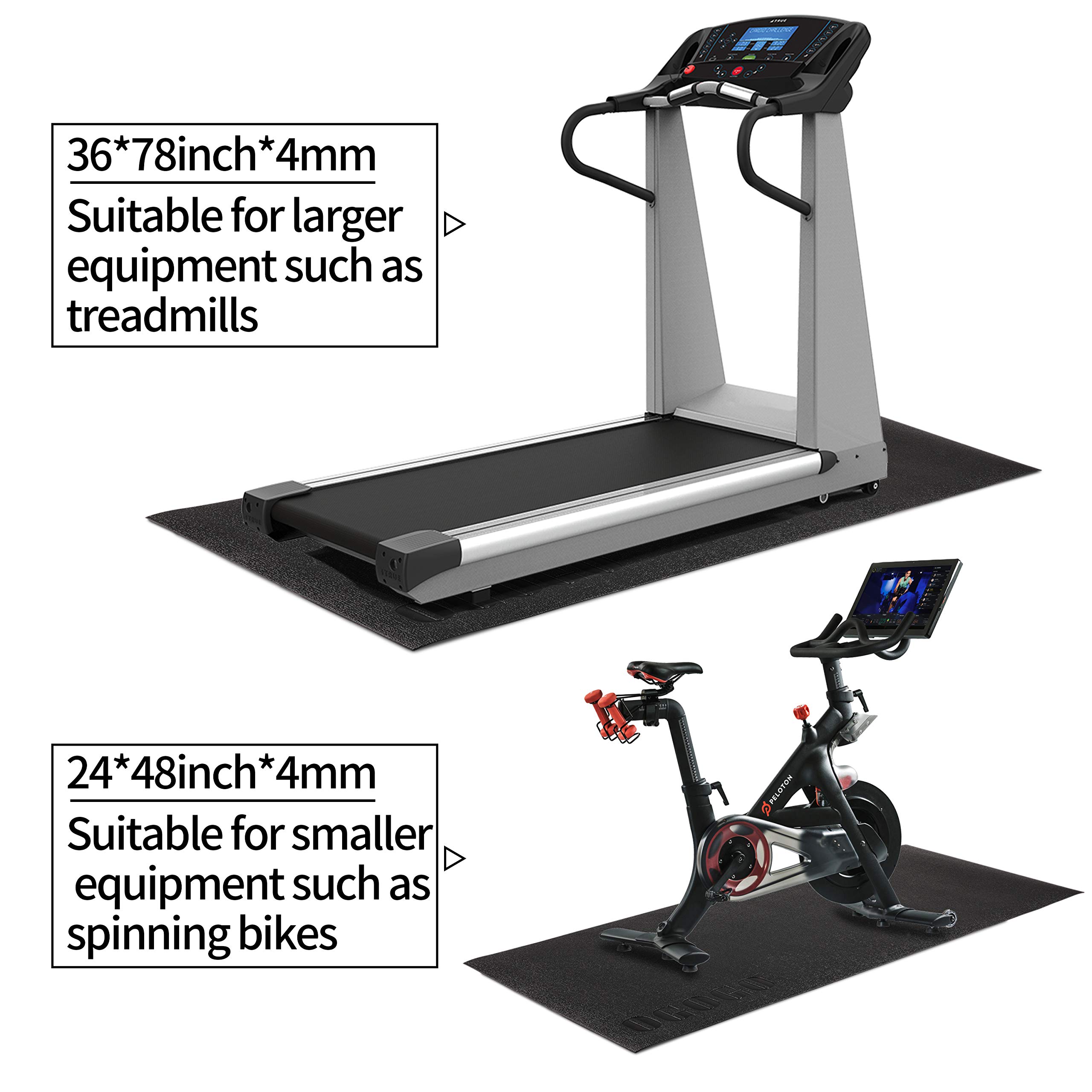 OGOGO Treadmill mat - Exercise Equipment mat for Home Workout， Spin Bike mat use On Hardwood Floors and Carpet Protection
