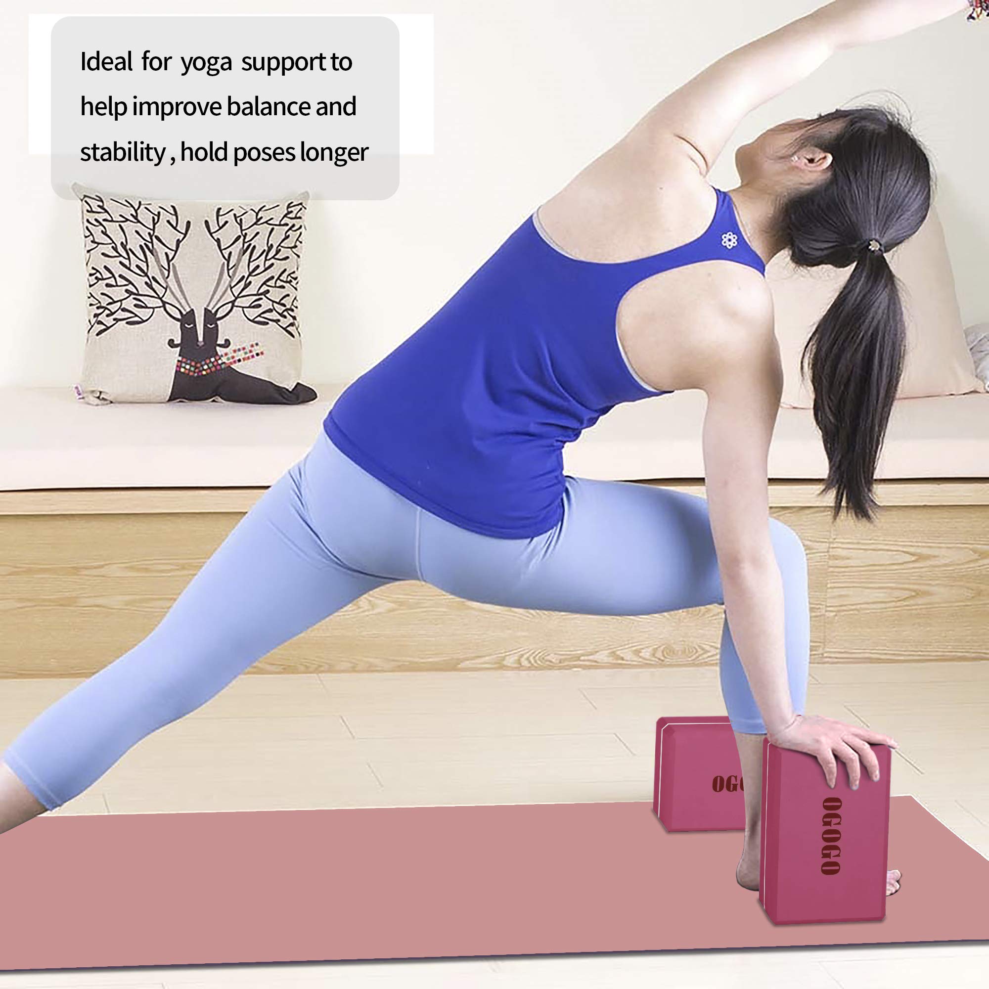 Yoga Block 2 Pack - High Density Soft Non-Slip Yoga Brick for women, Increase Posture Flexibility and Maintain Body Balance