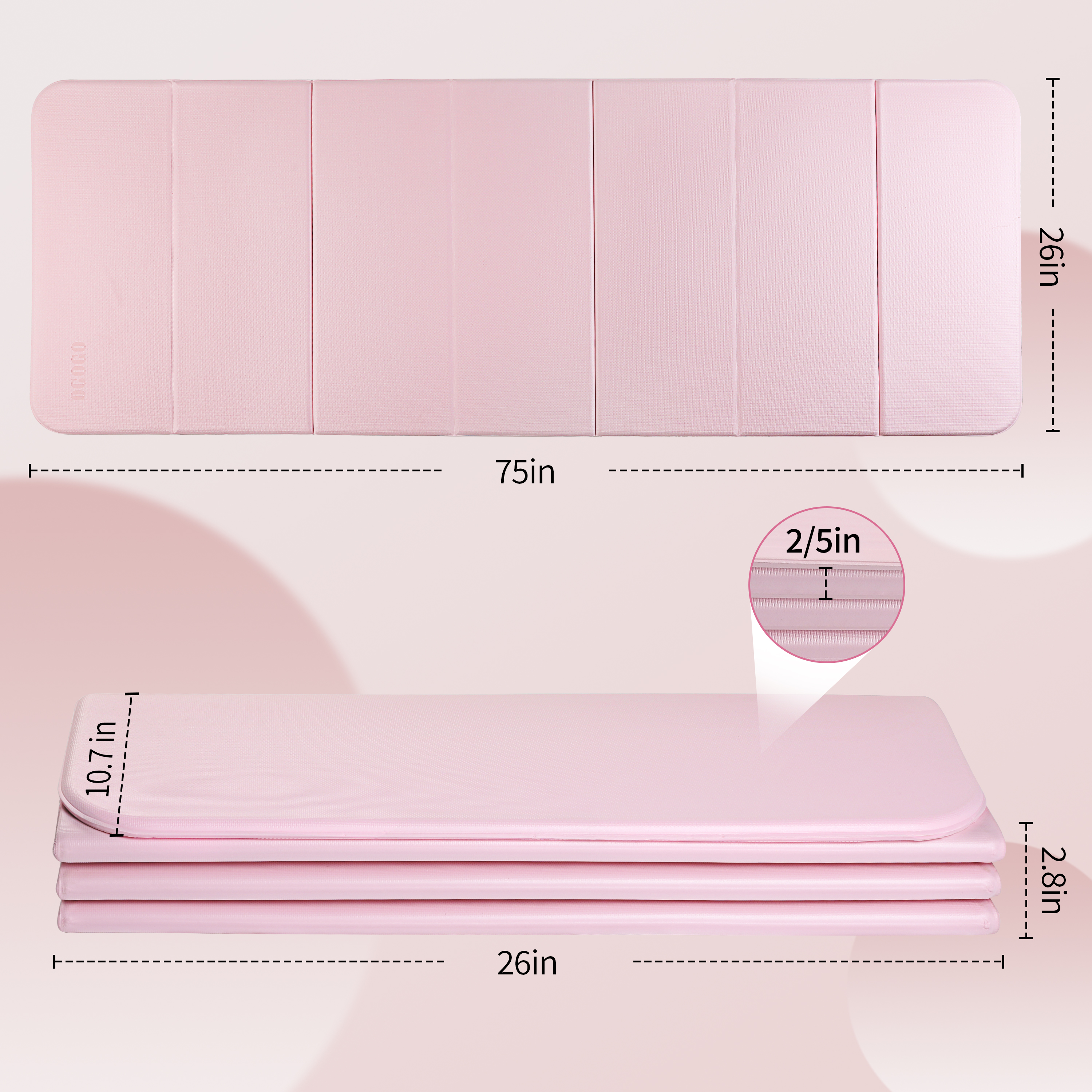 2-in-1 Foldable Fitness Mat 75 x 26 inches - Extra Thick 2/5 Inches Yoga Mat, Lightweight and Portable, Ideal for Yoga, Pilates, Full Body Workouts, Doubles as Step Stool, Yoga Block, Meditation Seat