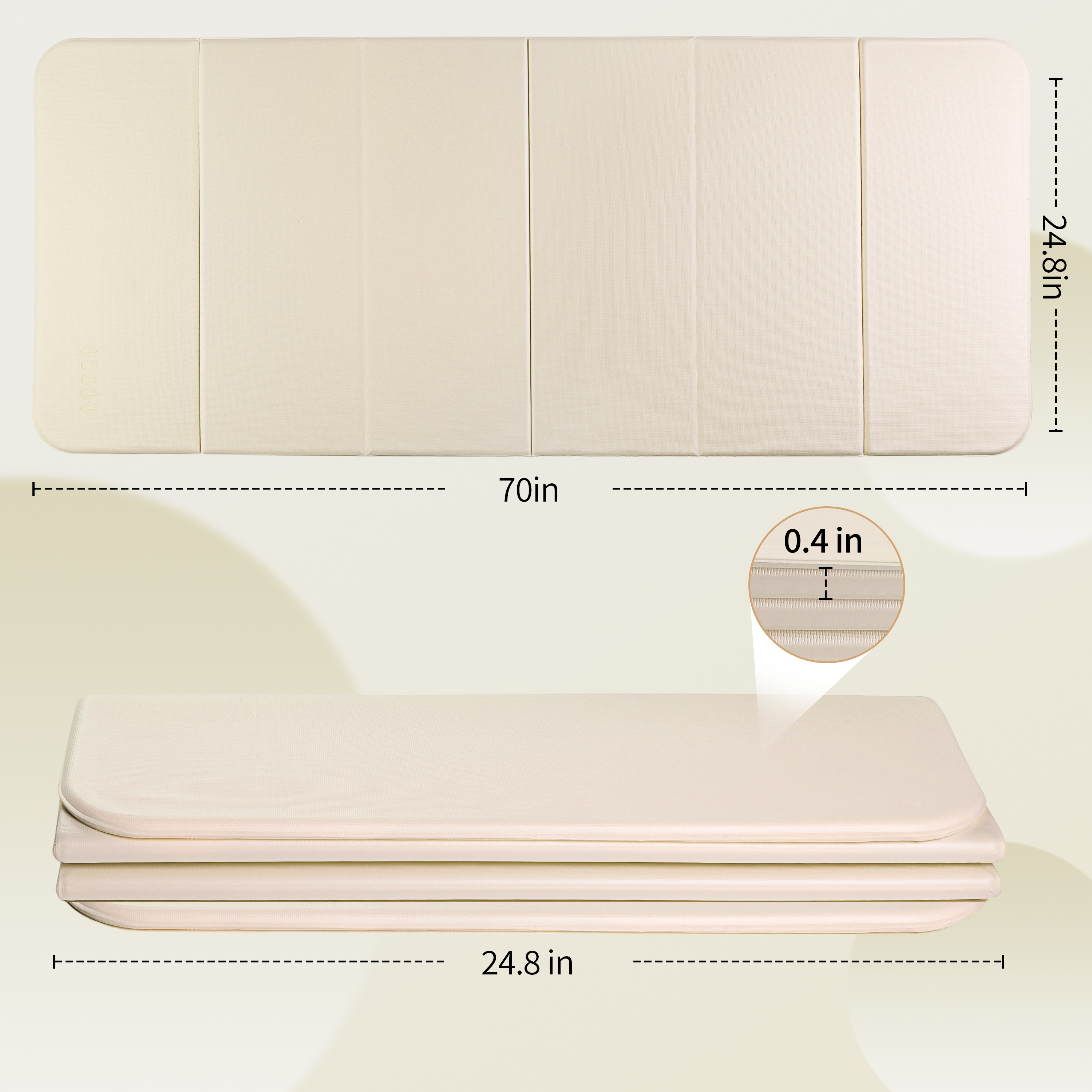 Foldable Yoga Mat - Extra Thick 70" x 24.8"x 2/5 Inches Eco-Friendly POE Material, Non-Slip Design Fitness Mats, Multi-Purpose Workout Mats For Studio or Home Use