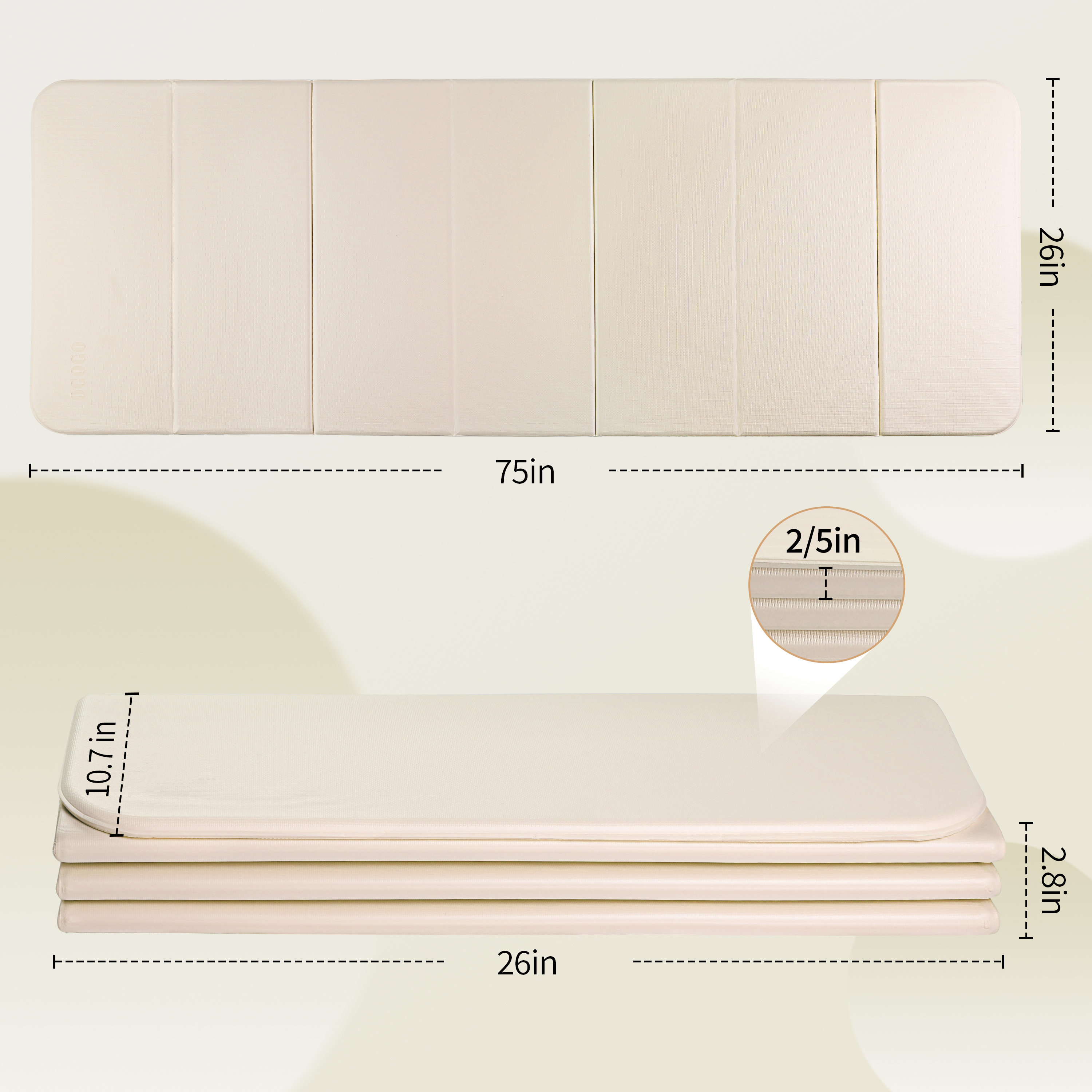 2-in-1 Foldable Fitness Mat 75 x 26 inches - Extra Thick 2/5 Inches Yoga Mat, Lightweight and Portable, Ideal for Yoga, Pilates, Full Body Workouts, Doubles as Step Stool, Yoga Block, Meditation Seat