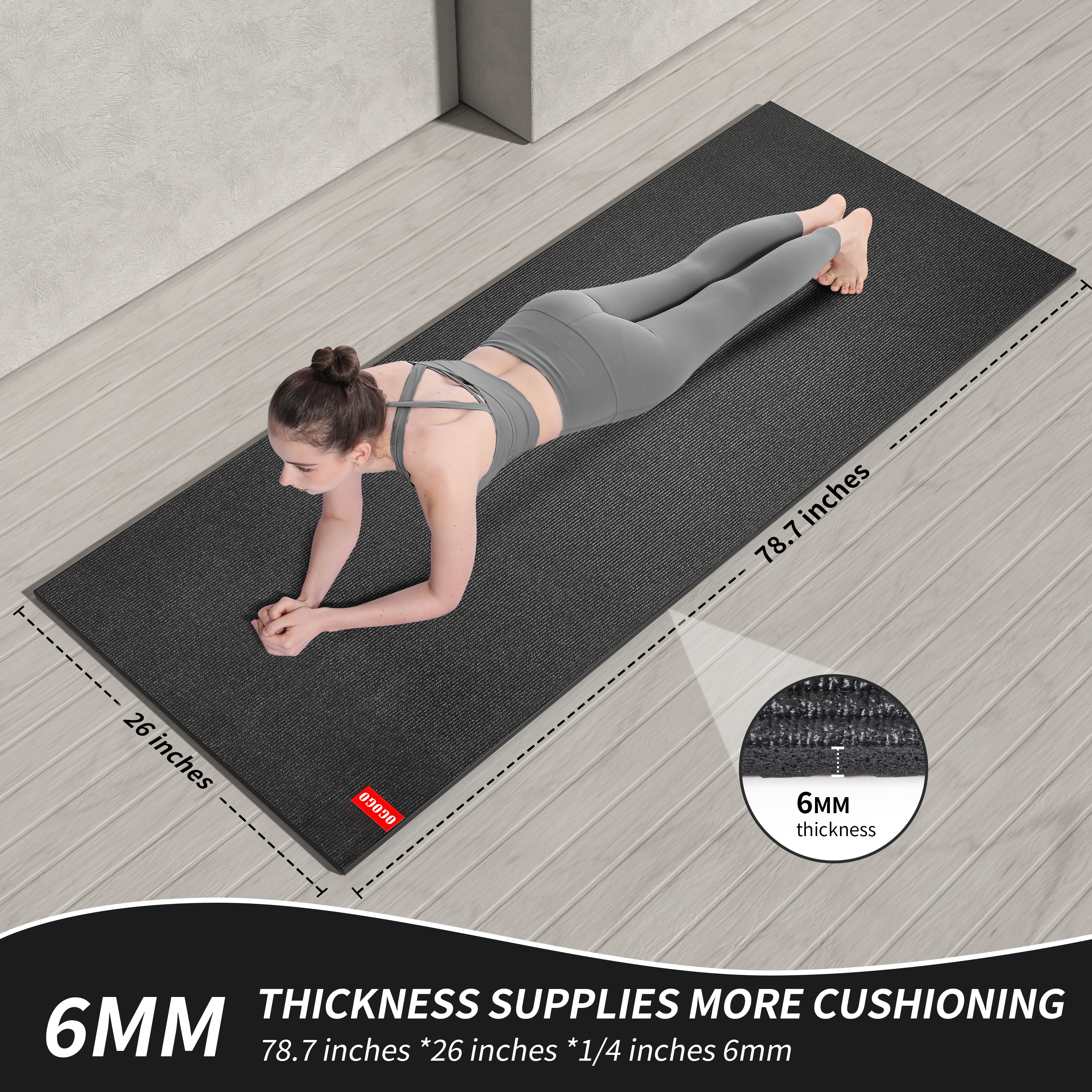 OGOGO Premium Yoga Mat - Extra Long and Wide 78. 7x 26 x1/4 inches, Non-Slip Surface, Eco-Friendly, Lightweight and Portable with Carrying Strap, Ideal for Yoga and Pilates,