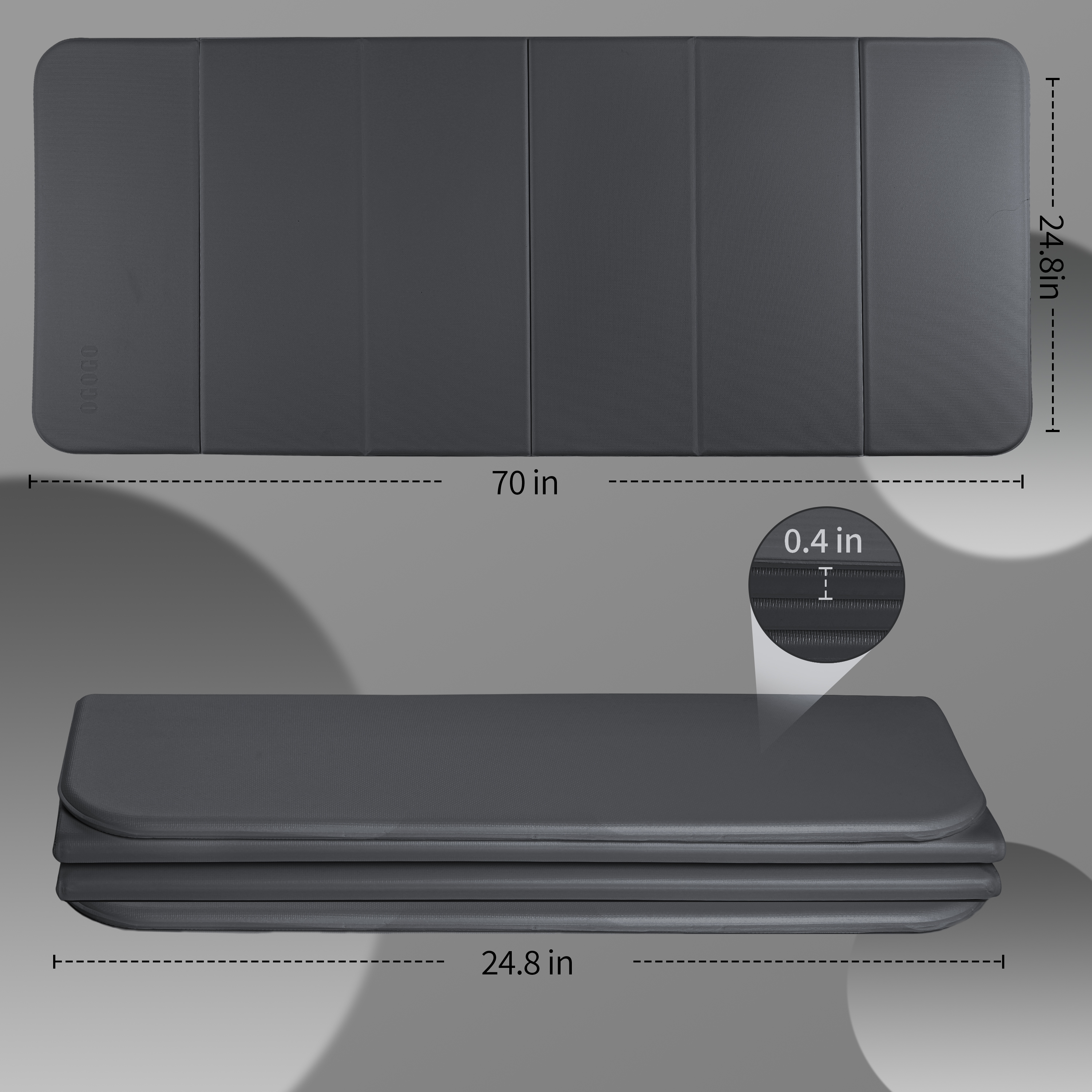 Foldable Yoga Mat - Extra Thick 70" x 24.8"x 2/5 Inches Eco-Friendly POE Material, Non-Slip Design Fitness Mats, Multi-Purpose Workout Mats For Studio or Home Use