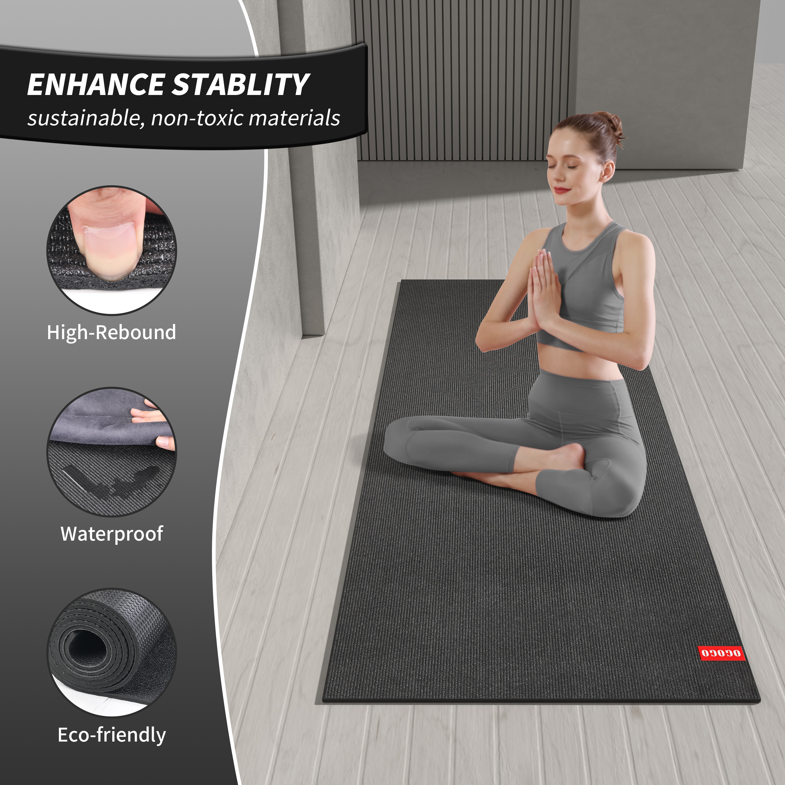 OGOGO Premium Yoga Mat - Extra Long and Wide 78. 7x 26 x1/4 inches, Non-Slip Surface, Eco-Friendly, Lightweight and Portable with Carrying Strap, Ideal for Yoga and Pilates,
