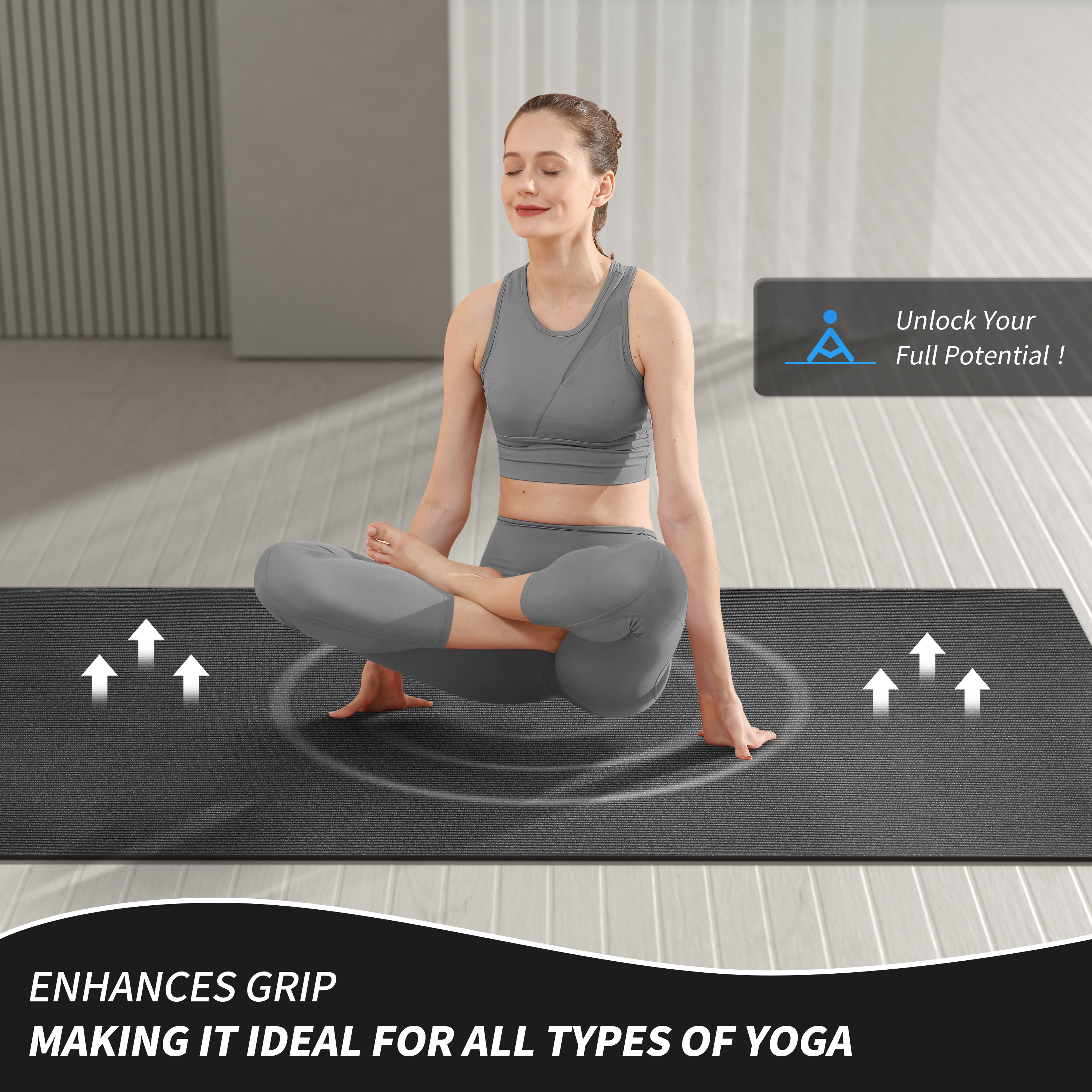 OGOGO Premium Yoga Mat - Extra Long and Wide 78. 7x 26 x1/4 inches, Non-Slip Surface, Eco-Friendly, Lightweight and Portable with Carrying Strap, Ideal for Yoga and Pilates,