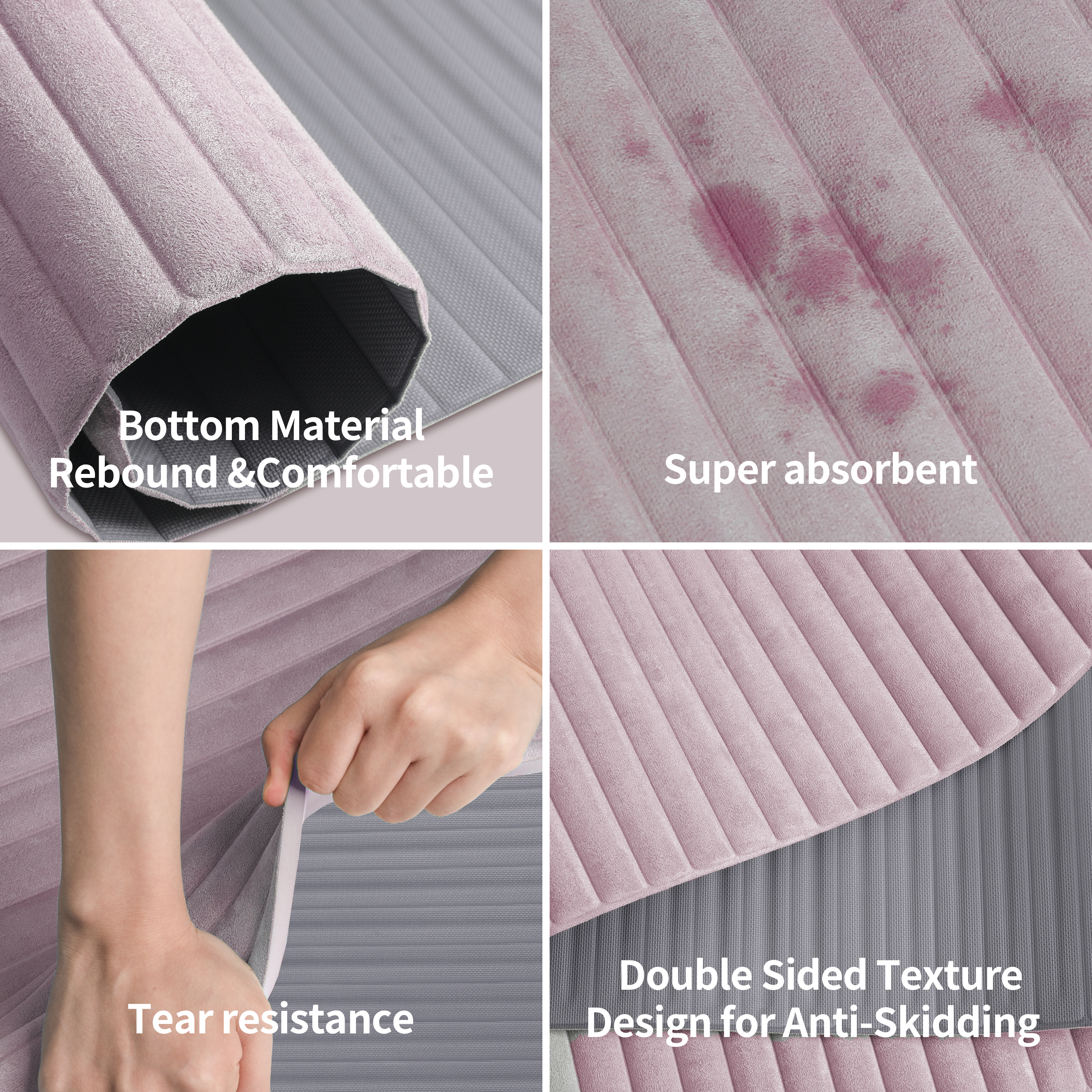 OGOGO Yoga Mat with Suede Finish, Extra Long and Wide 74 x 26 x 1/3 Thick POE Material, Wavy Texture Non-Slip Design, Reinforced Edges, Includes Carrying Strap