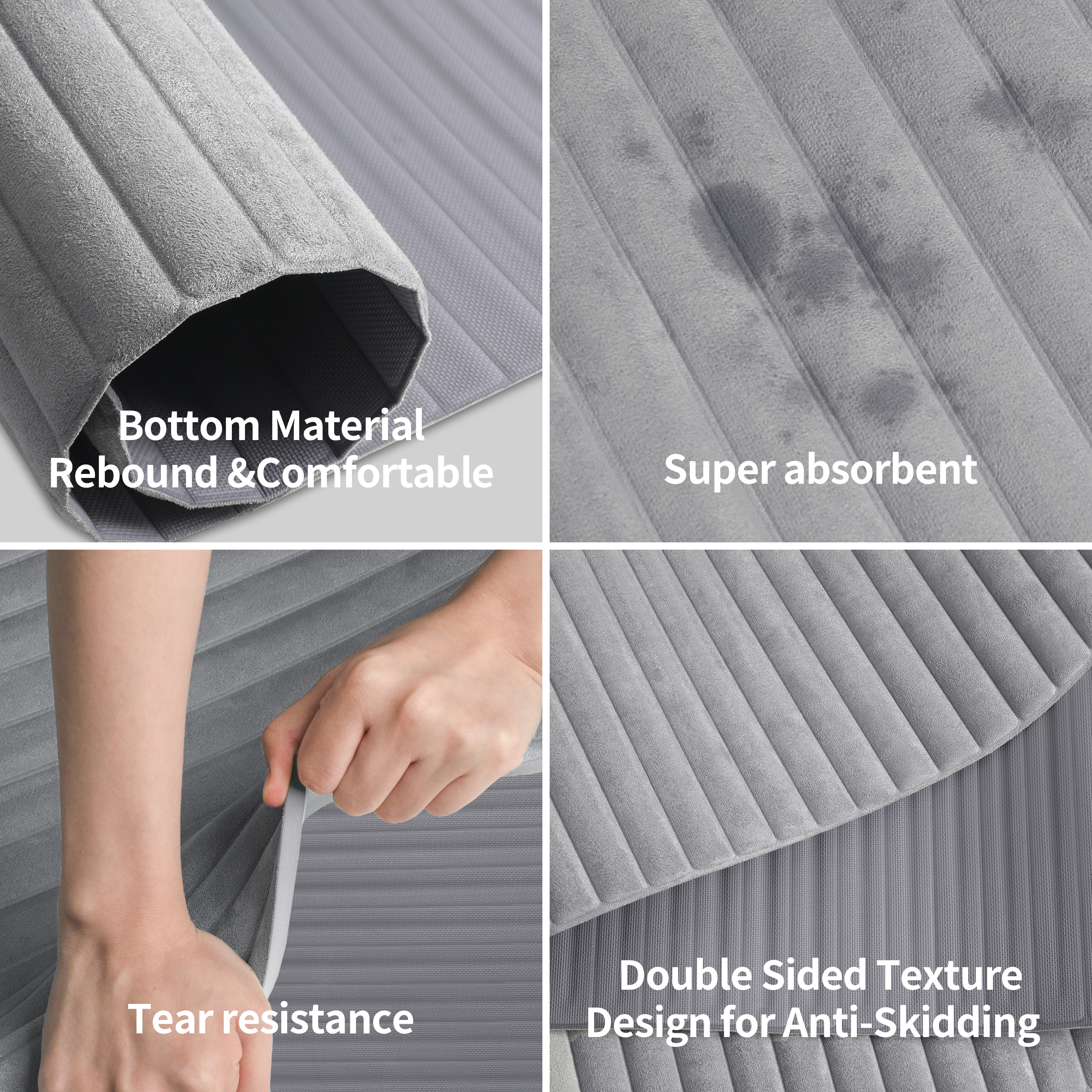 OGOGO Yoga Mat with Suede Finish, Extra Long and Wide 74 x 26 x 1/3 Thick POE Material, Wavy Texture Non-Slip Design, Reinforced Edges, Includes Carrying Strap