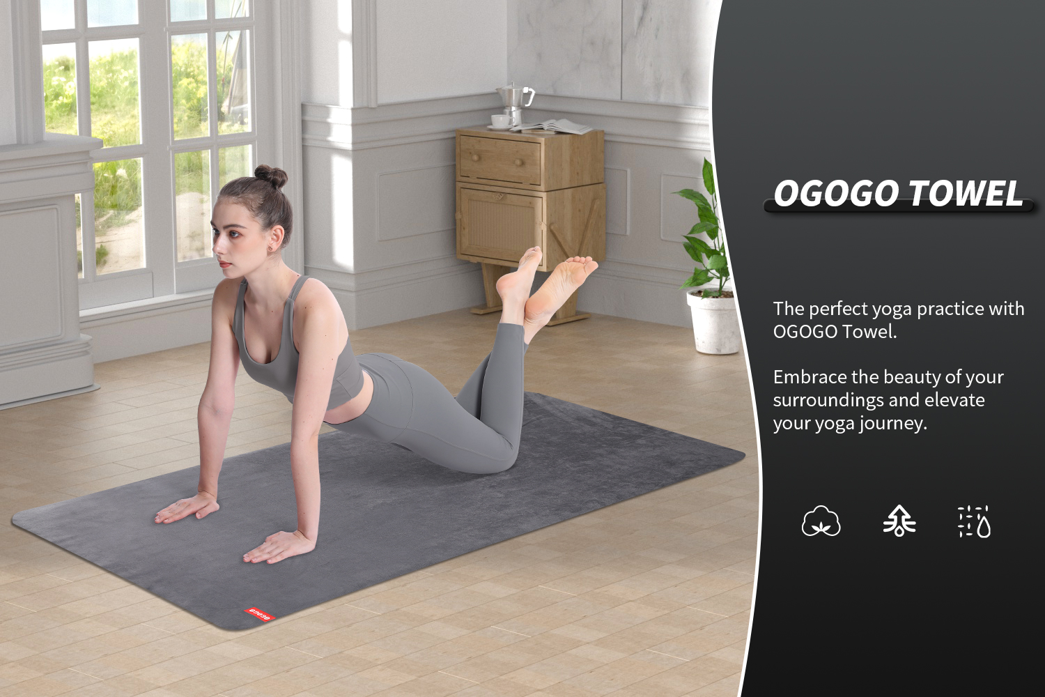 OGOGO Premium Microfiber and Suede Yoga Towel - Super Absorbent, Anti-Slip, Versatile for Yoga, Pilates, Exercise, Travel